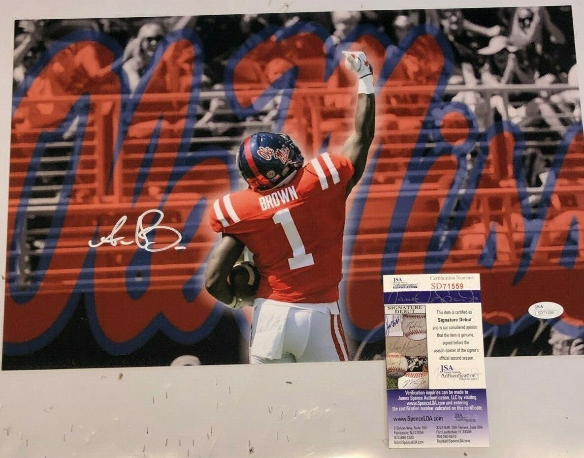 Ole Miss Rebels Aj Brown Autographed Signed 11X17 Photo Jsa Coa