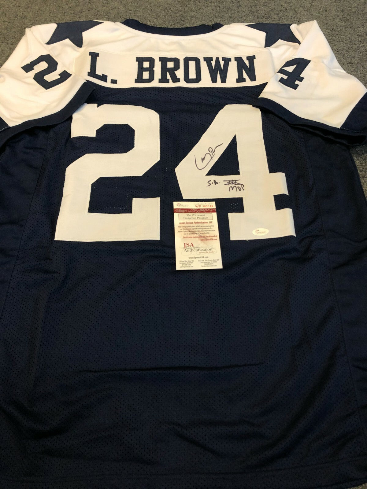 Dallas Cowboys Larry Brown Autographed Signed Inscribed Jersey Jsa Coa