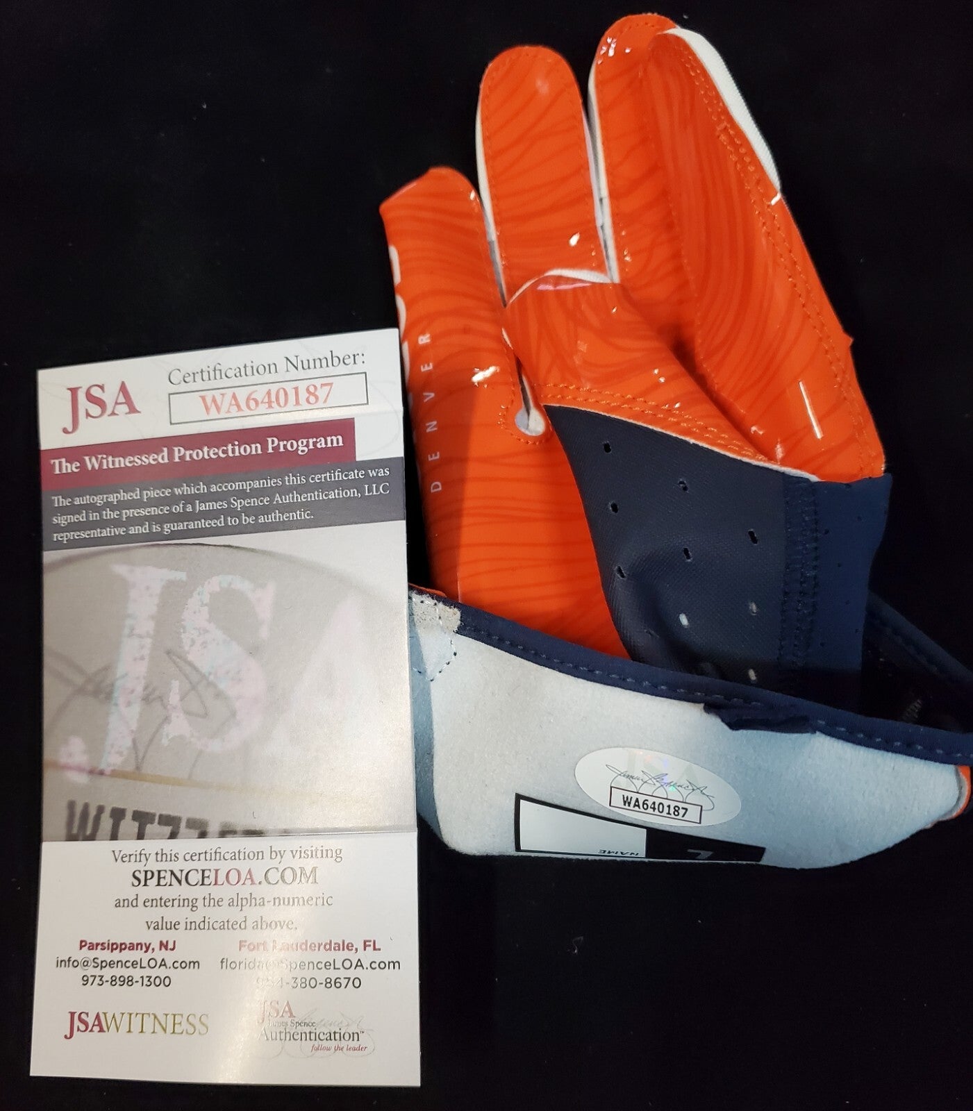 Denver Broncos Damarri Mathis Autographed Signed Glove Jsa Coa