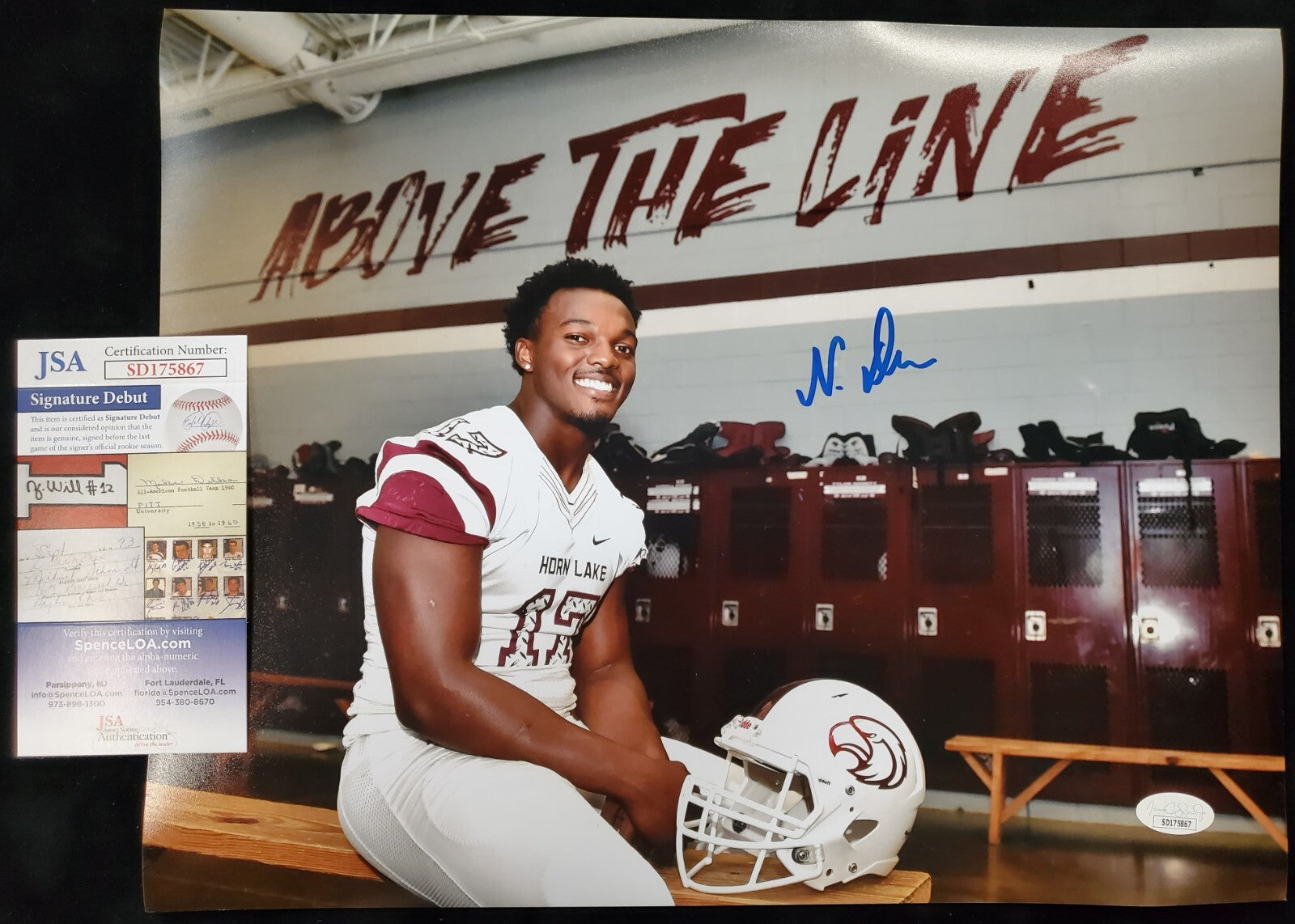 Horn Lake Eagles Nakobe Dean Autographed Signed 11X14 Photo Jsa Coa