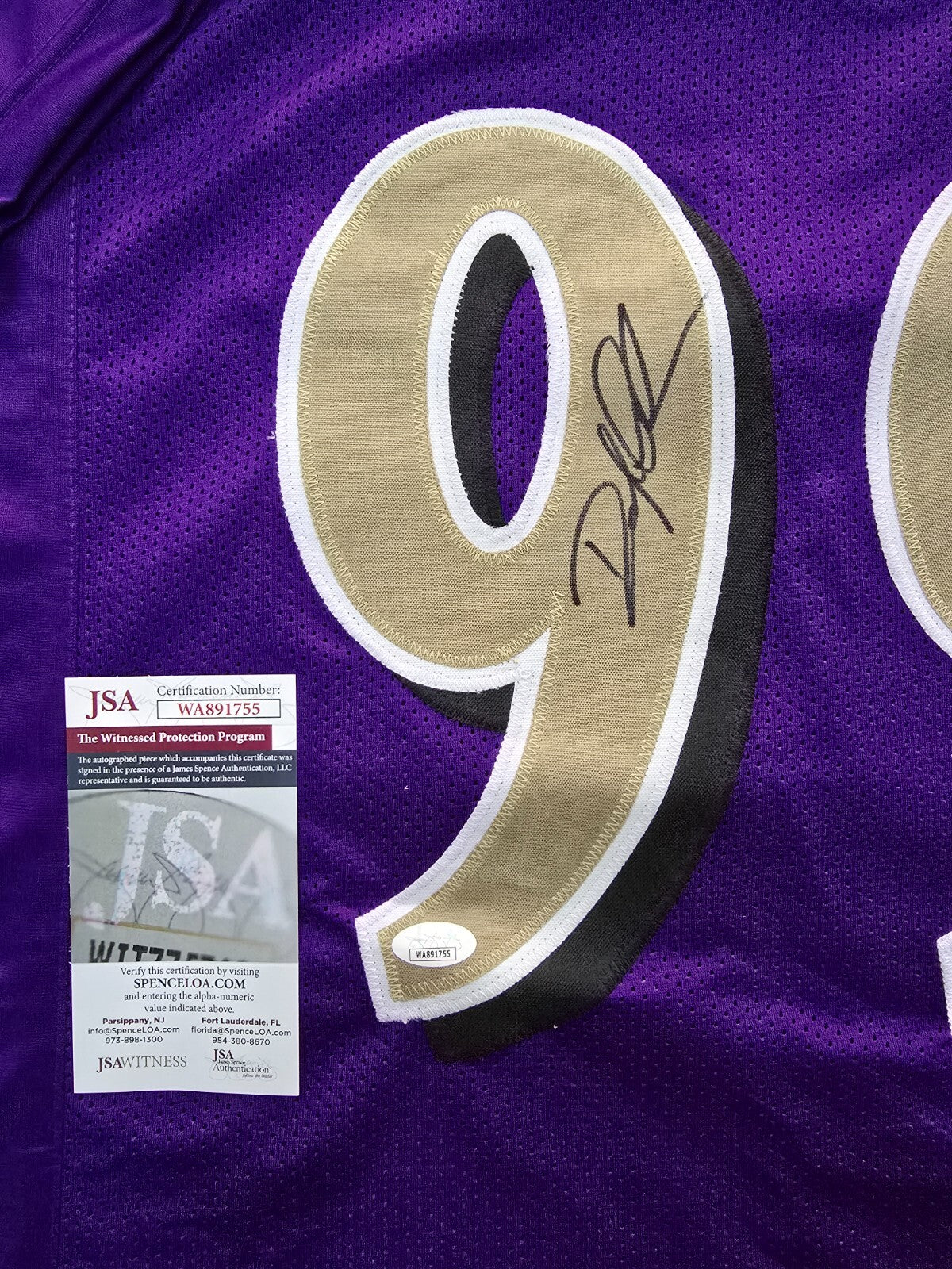 Baltimore Ravens Odafe Jayson Oweh Autographed Signed Jersey Jsa Coa Old Gold