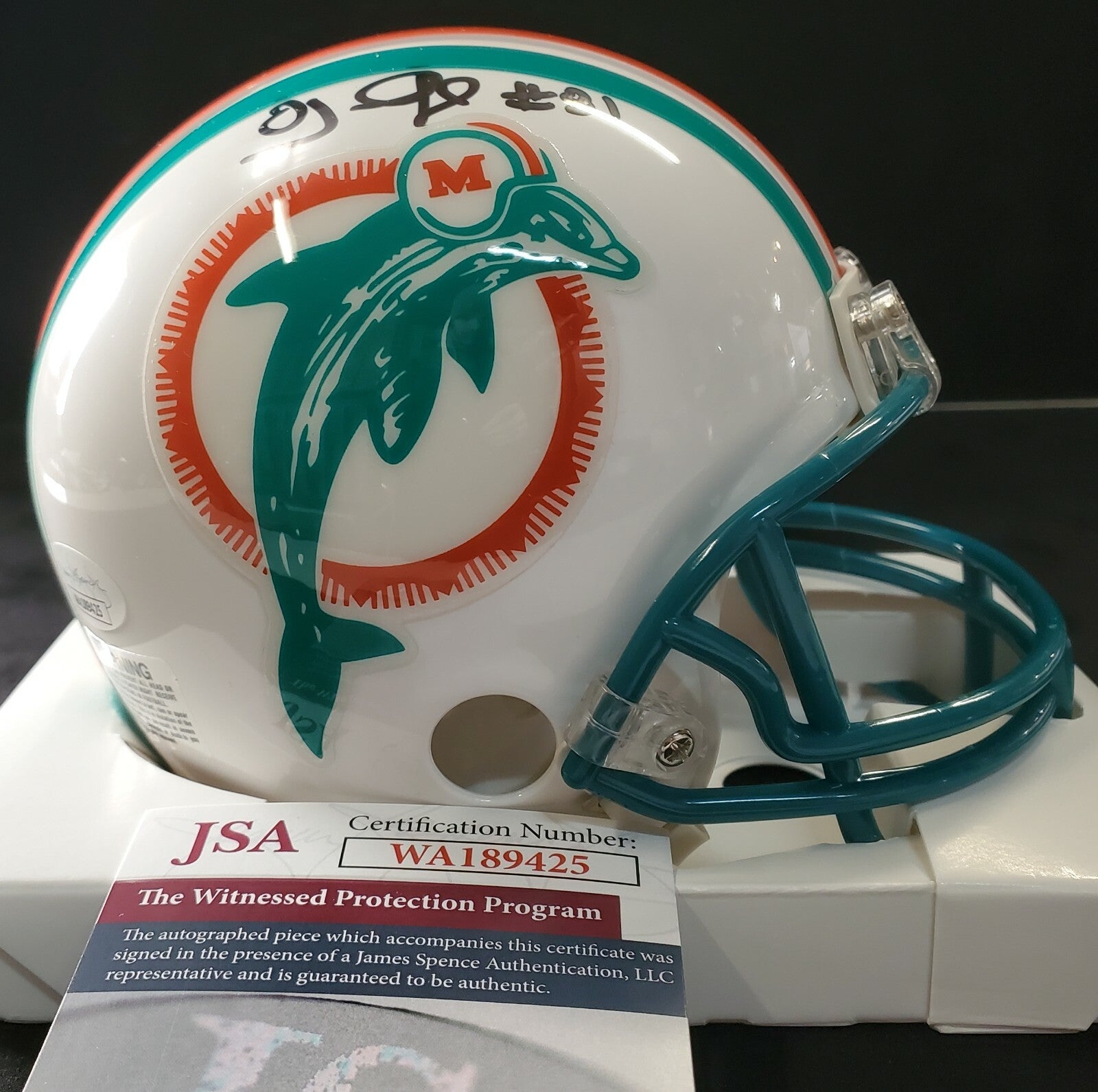 Oj Mcduffie Autographed Signed Miami Dolphins Vsr Mini Helmet Jsa Coa