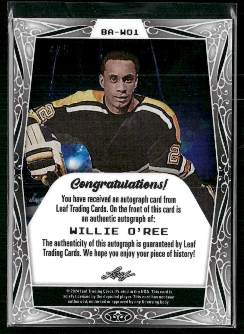 2022 Leaf Hockey #BA-WO1 Willie O’Ree Green #/5