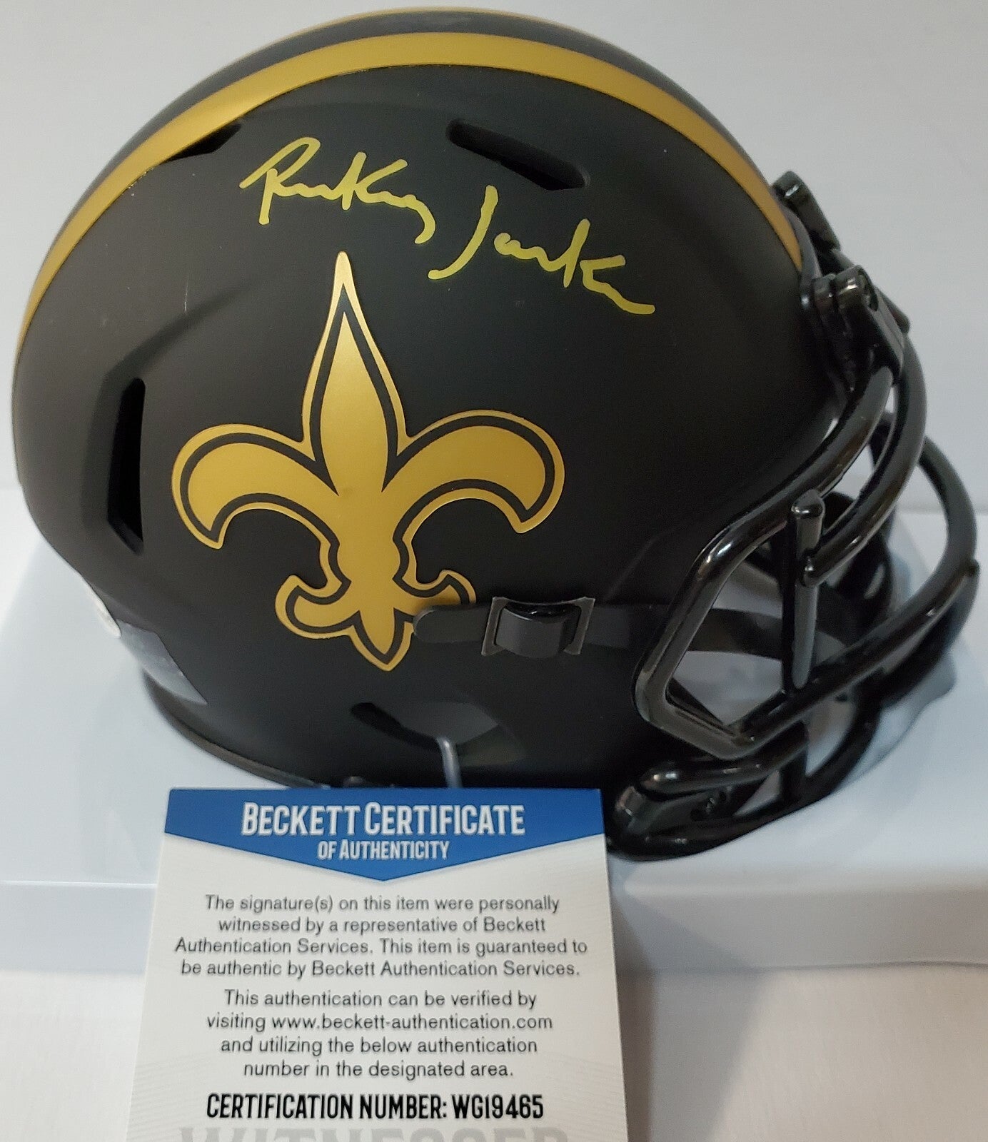 New Orleans Saints Rickey Jackson Signed Eclipse Mini Helmet Beckett Coa