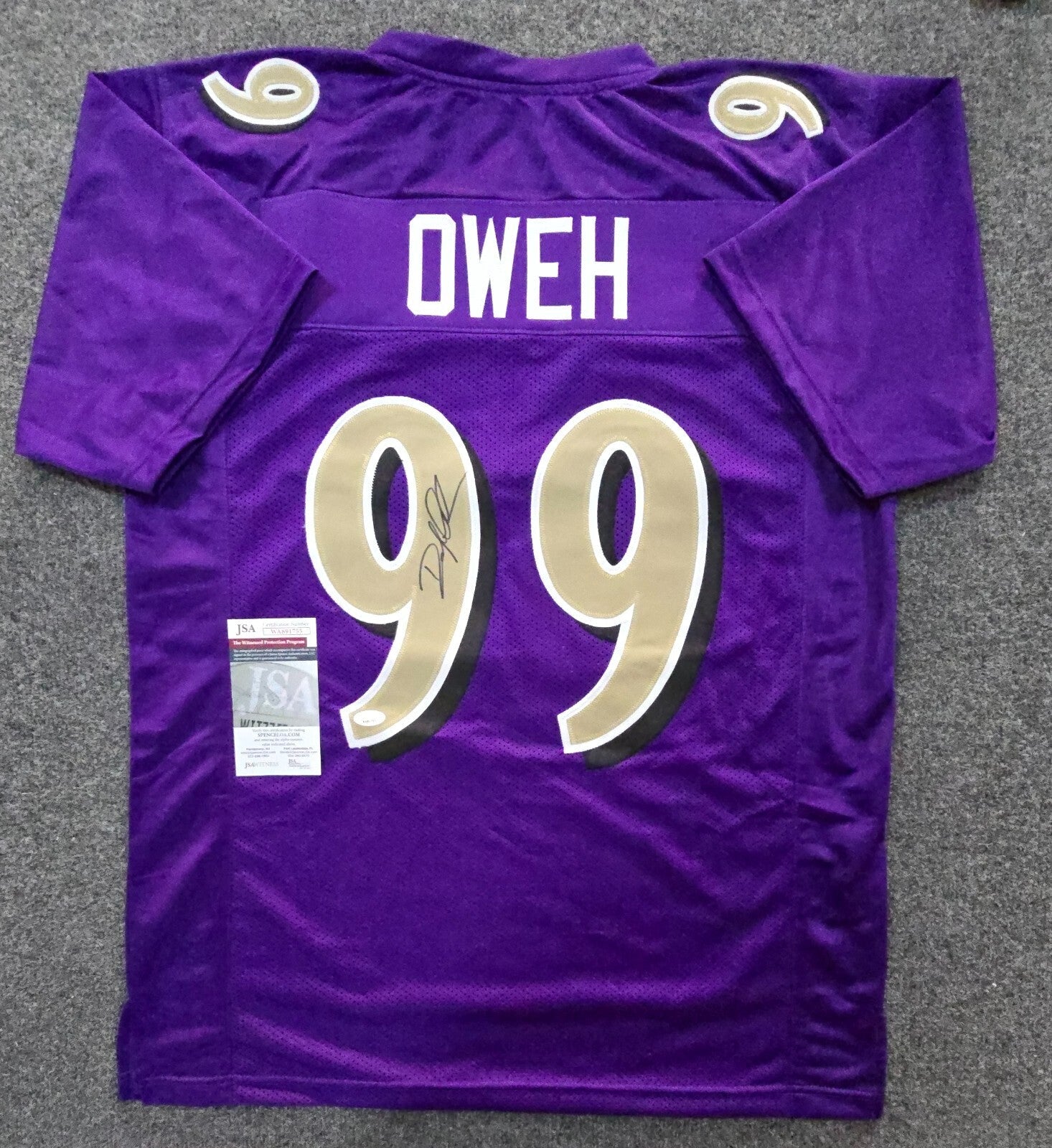 Baltimore Ravens Odafe Jayson Oweh Autographed Signed Jersey Jsa Coa Old Gold