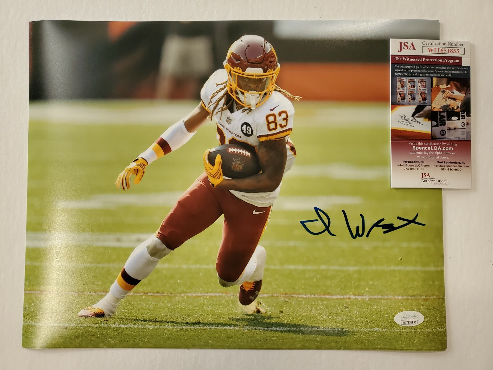 Washington Football Team Isaiah Wright Autographed 11X14 Photo Jsa Coa