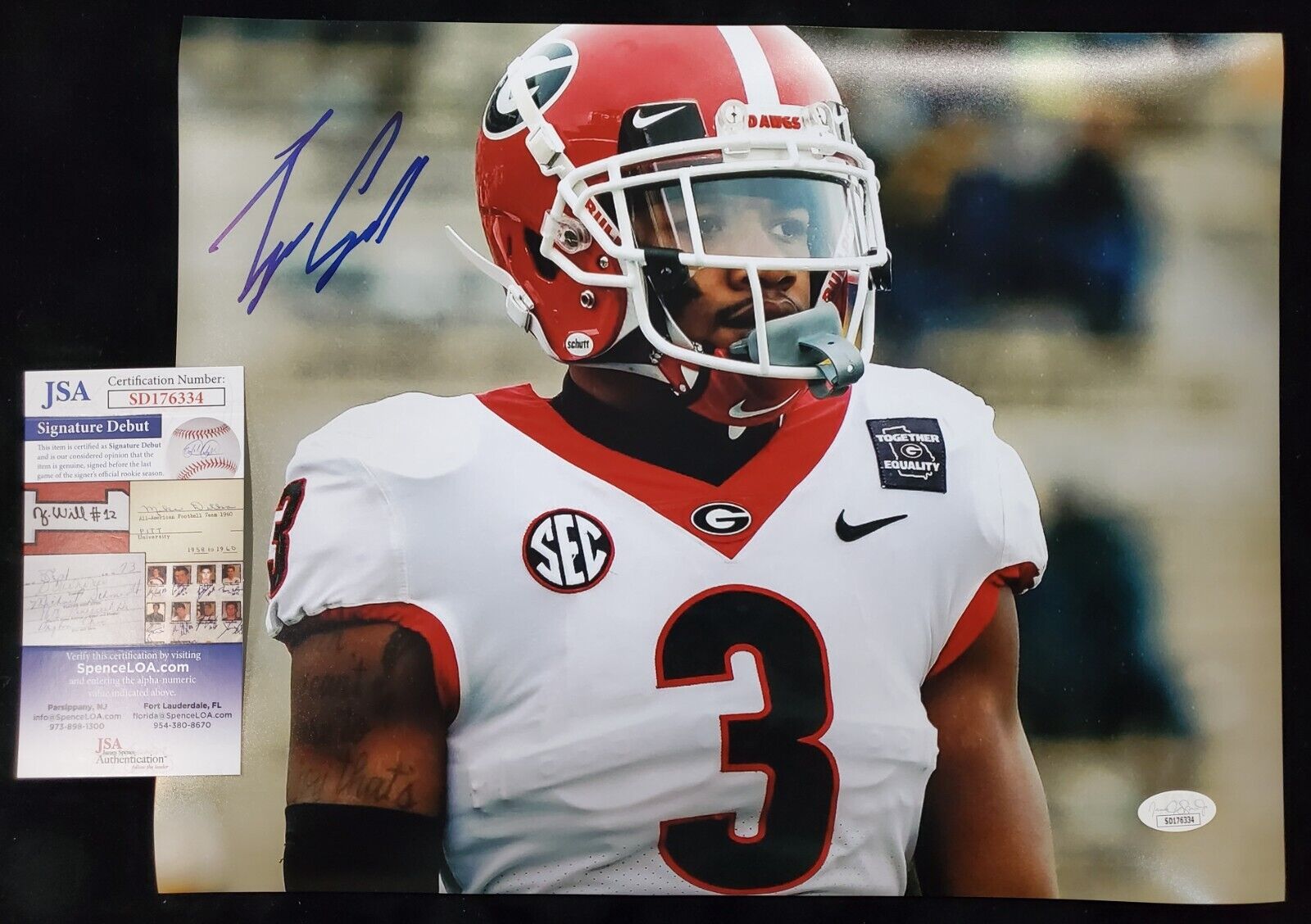 Georgia Bulldogs Tyson Campbell Autographed Signed 11X14 Photo Jsa Coa
