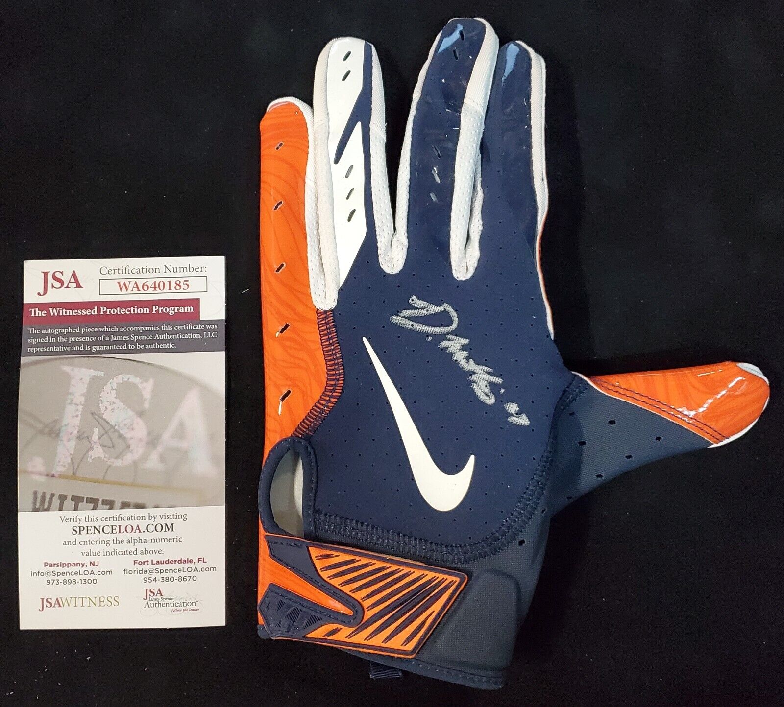 Denver Broncos Damarri Mathis Autographed Signed Glove Jsa Coa