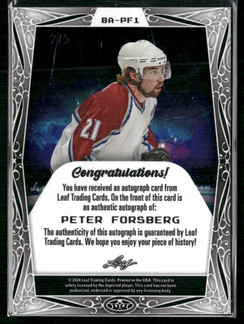 2024 Leaf Metal Hockey Legend Autographs Peter Forsberg Acetate Green Holo