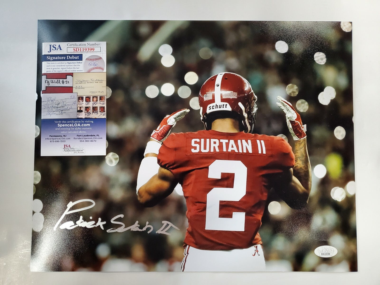 Alabama Crimson Tide Patrick Surtain Ii Autographed 11X14 Photo Jsa Coa