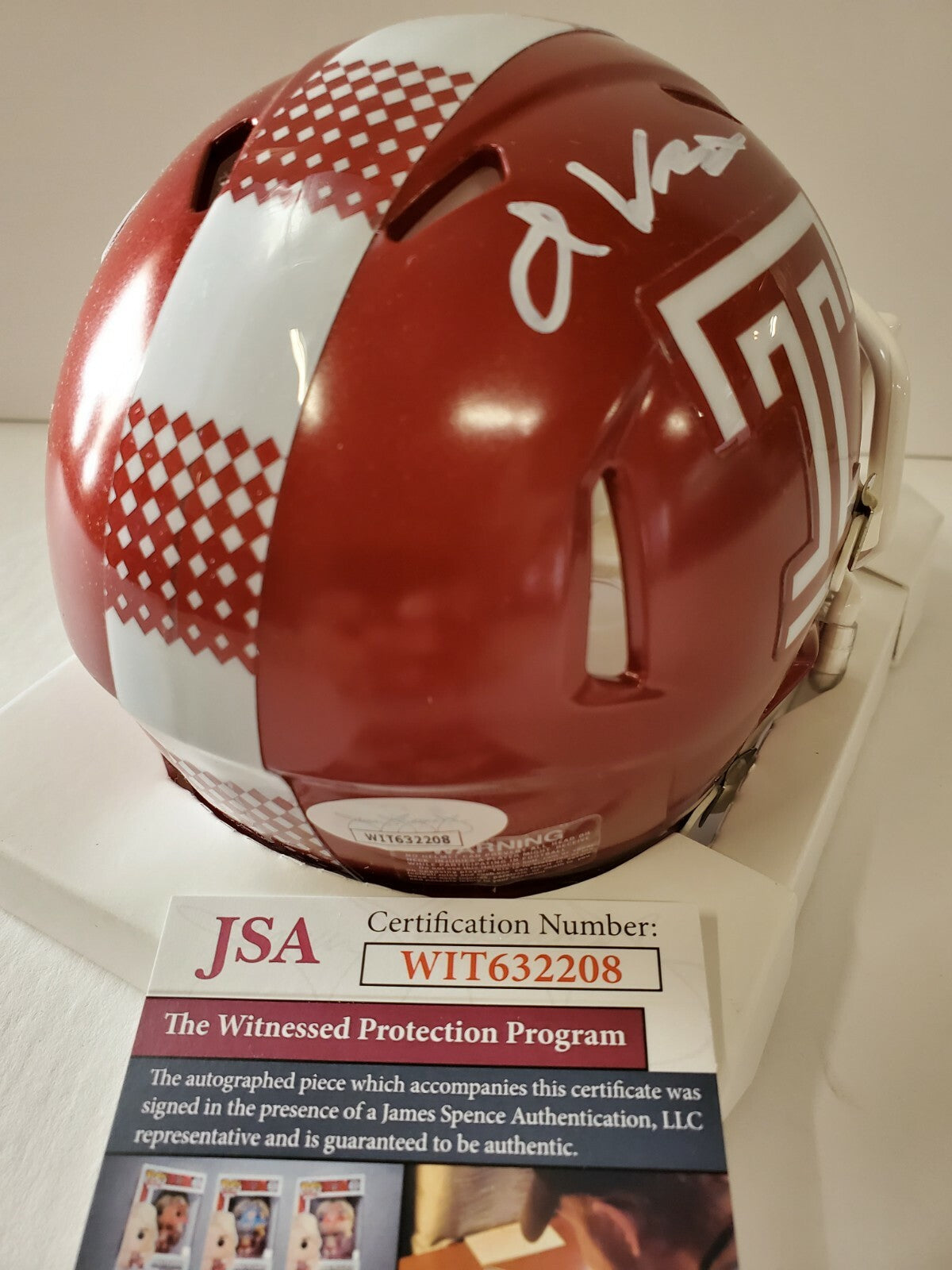 Temple Owls Isaiah Wright Autographed Signed Mini Helmet Jsa Coa