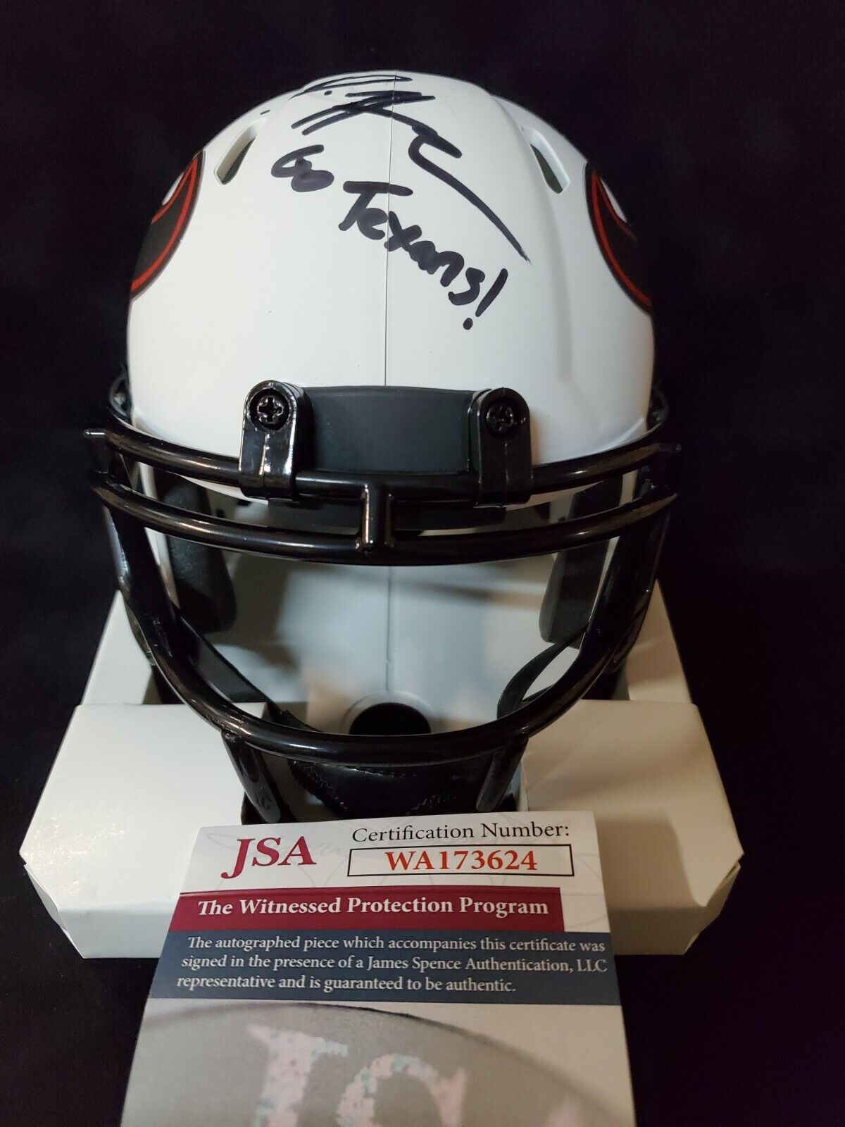 Houston Texans Daesean Hamilton Signed Inscribed Lunar Mini Helmet Jsa Coa