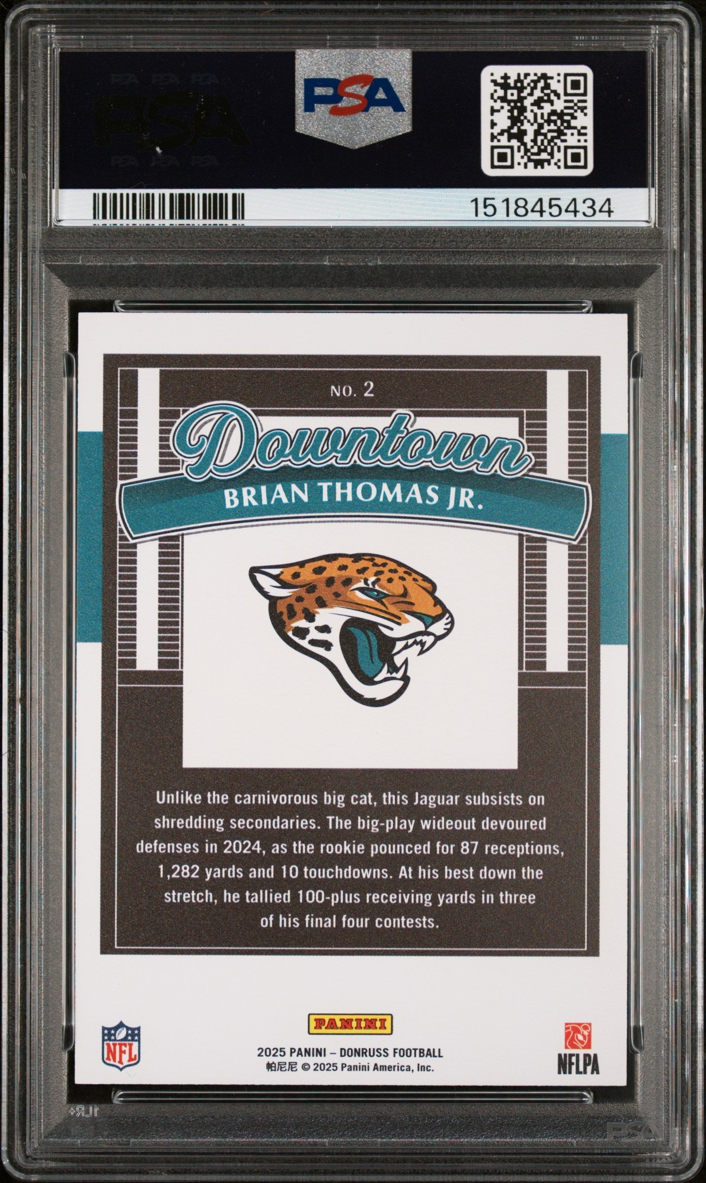 2025 Panini Donruss Downtown Brian Thomas Jr. 9 PSA #2
