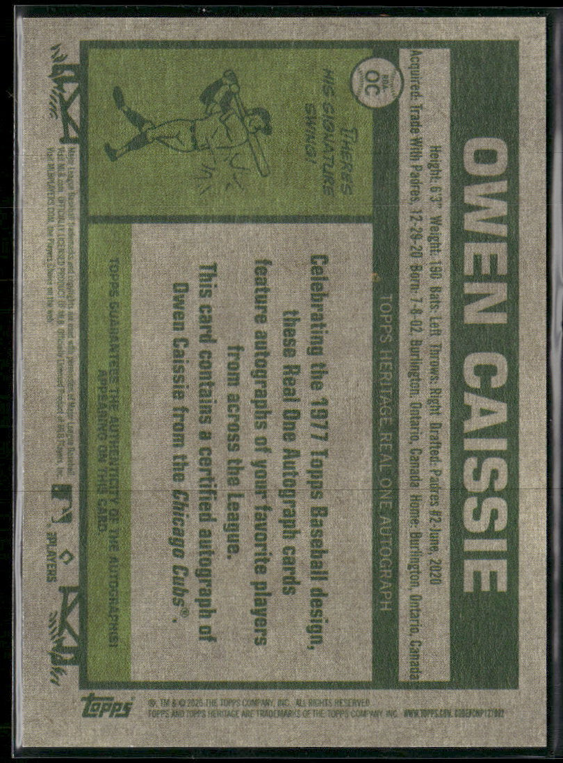 2026 Topps Heritage Real One Autographs Owen Caissie Auto #ROA-OC