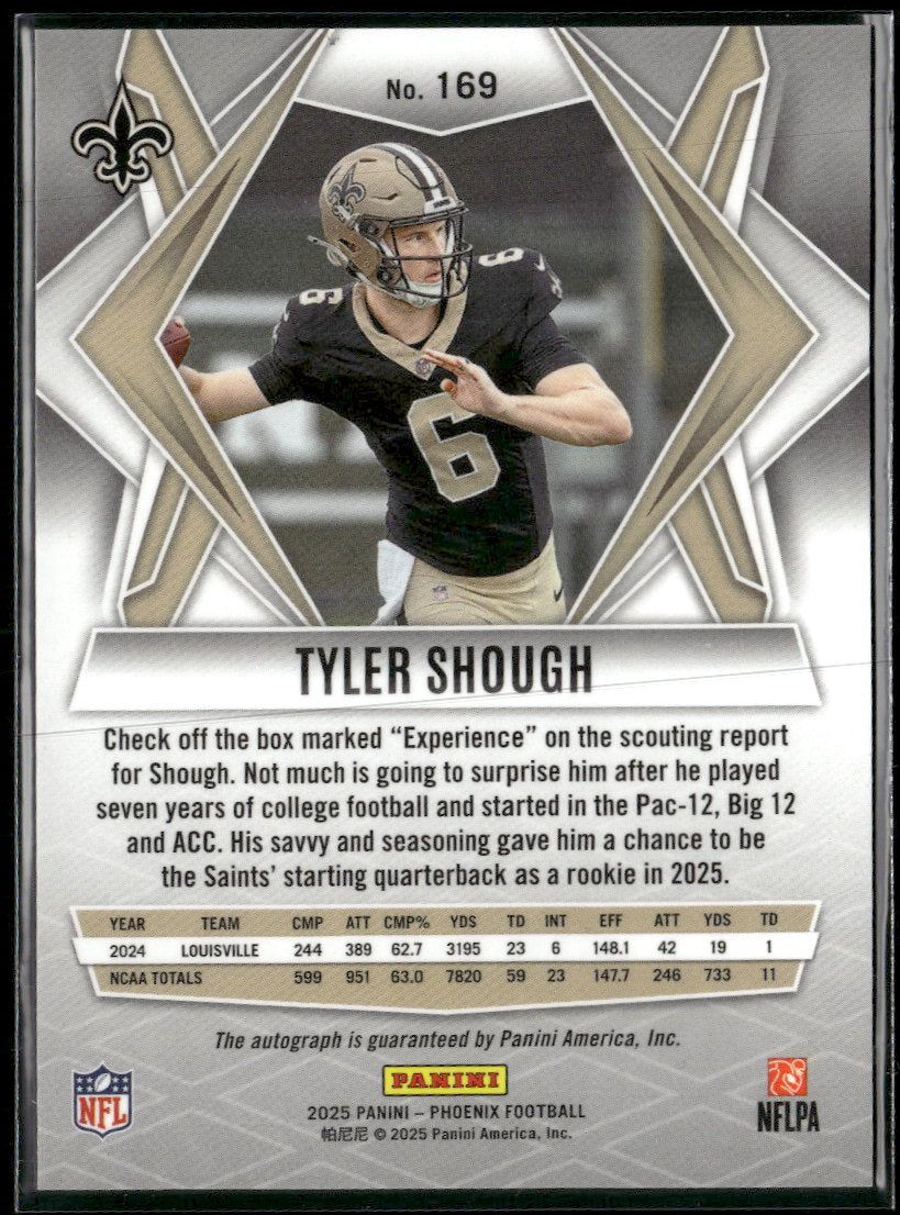 2025 Panini Phoenix Base Rookie Autographs Lava Prizm Tyler Shough Rookie Auto