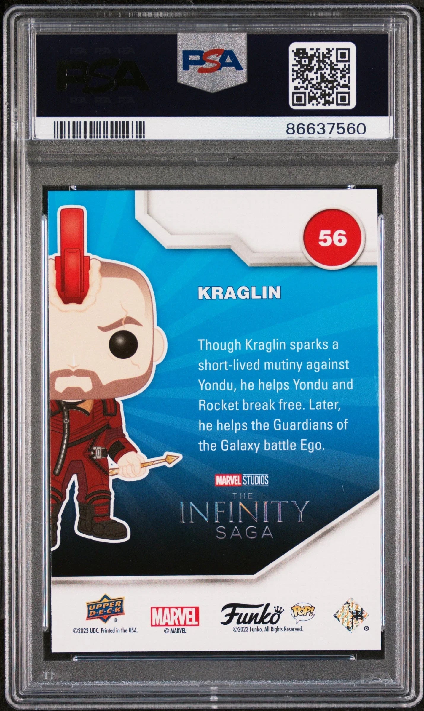 2023 UPPER DECK FUNKO POP MARVEL KRAGLIN GOLD #56 PSA 10