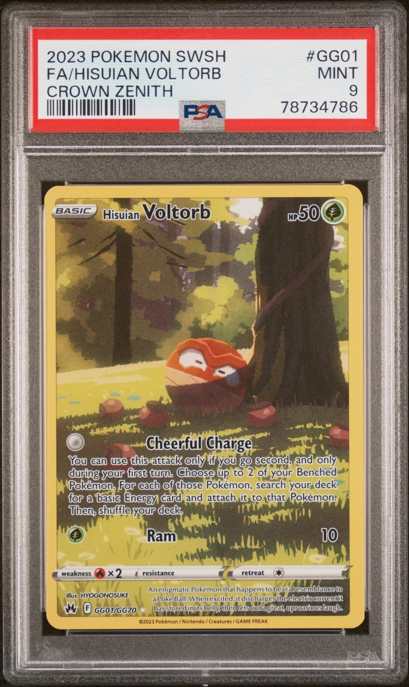 2023 POKEMON SWORD AND SHIELD CROWN ZENITH Full Art HISUIAN VOLTORB #GG01 PSA 9