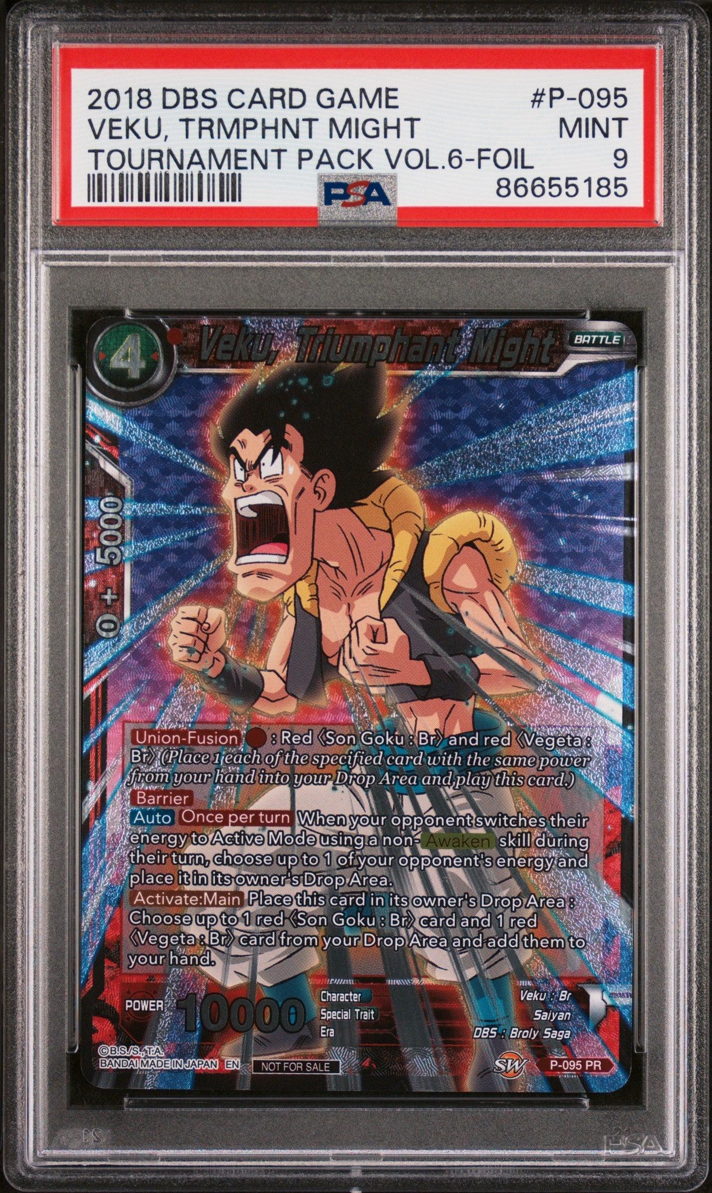 2019 DRAGON BALL SUPER OFFICIAL VEKU, TRMPHNT MIGHT #P-095 PSA 9