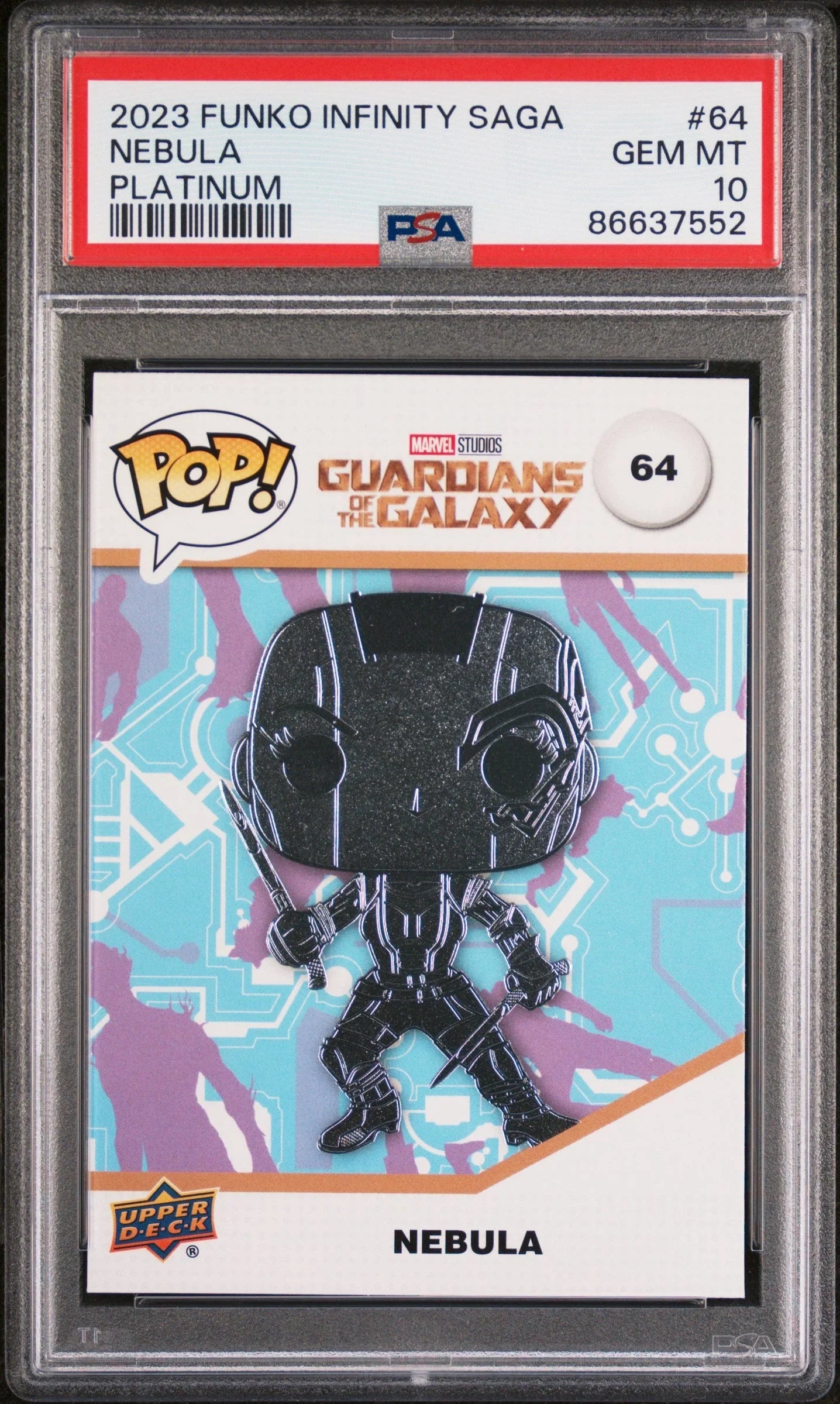 2023 UPPER DECK FUNKO POP MARVEL NEBULA PLATINUM #64 PSA 10