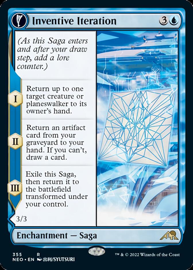Inventive Iteration // Living Breakthrough (NEO-355) - Kamigawa: Neon Dynasty: (Showcase, fandfc) Foil