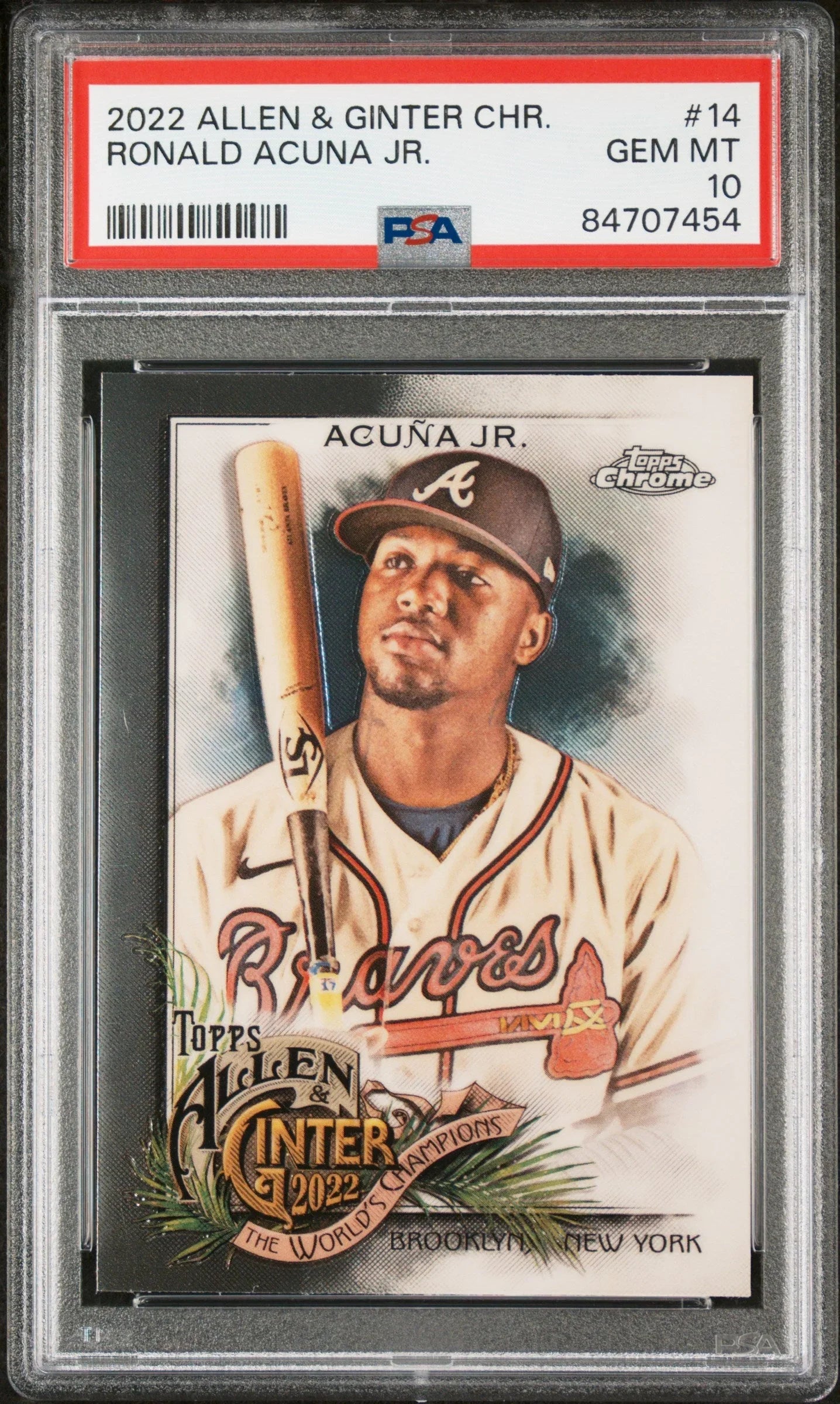 2022 TOPPS ALLEN & GINTER CHROME RONALD ACUNA JR. #14 - PSA 10