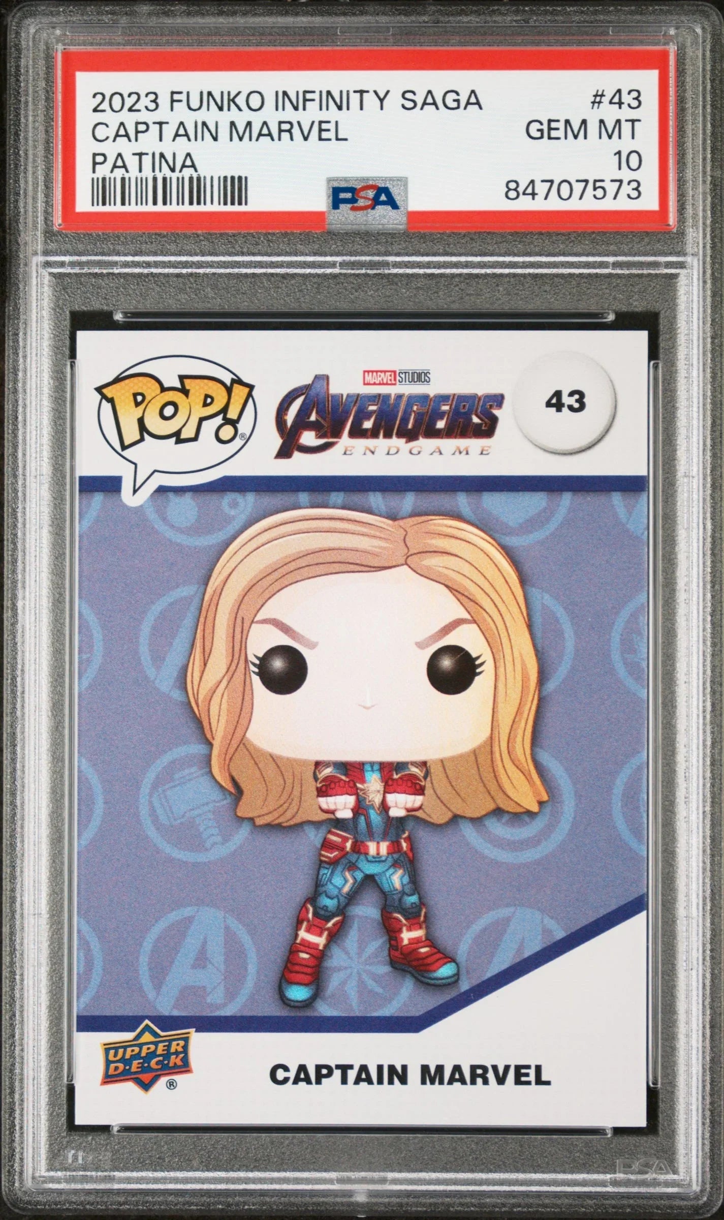 2023 UPPER DECK FUNKO POP MARVEL CAPTAIN MARVEL PATINA #43 PSA 10