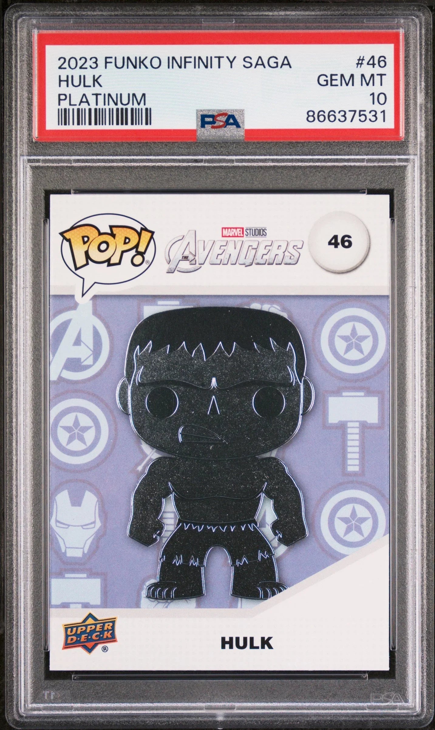 2023 UPPER DECK FUNKO POP MARVEL HULK PLATINUM #46 PSA 10