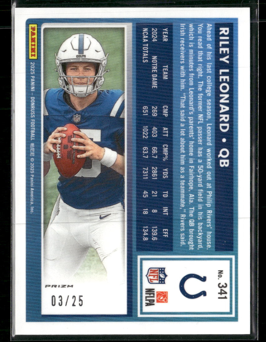 2025 Donruss Optic Rated Rookies Preview Green Pandora Riley Leonard #/25 #341