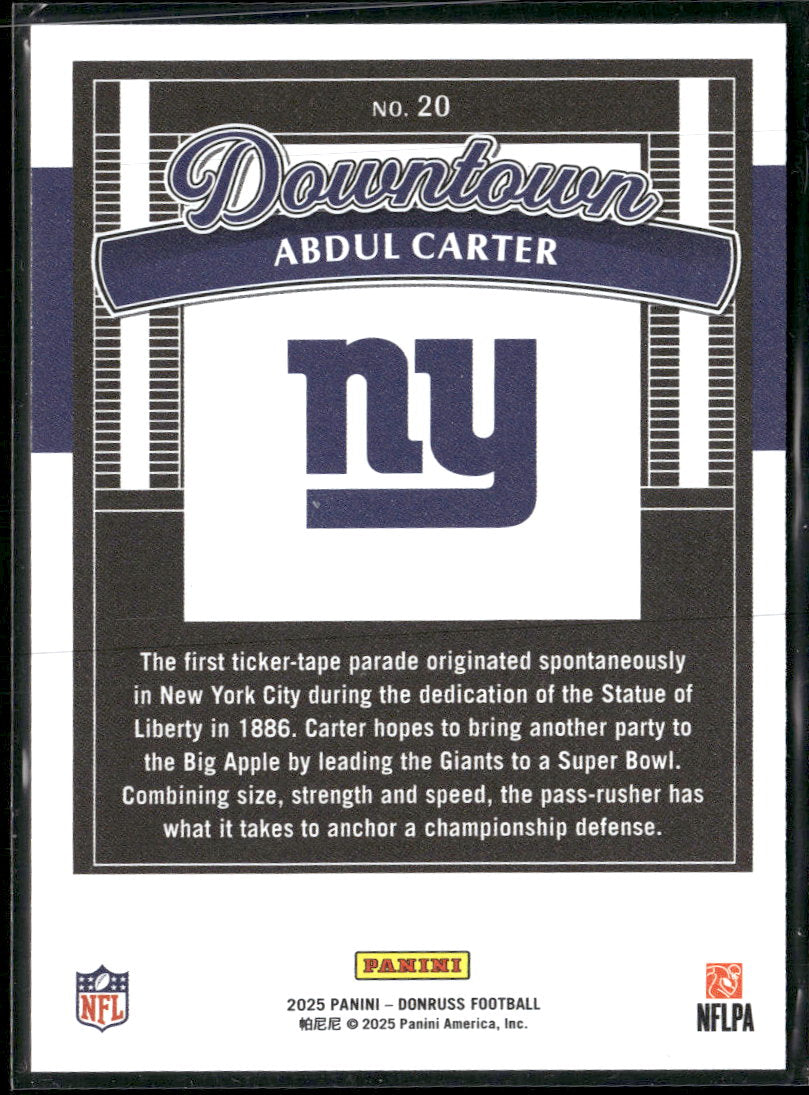 2025 Donruss Downtown! Abdul Carter #20 (Damaged)