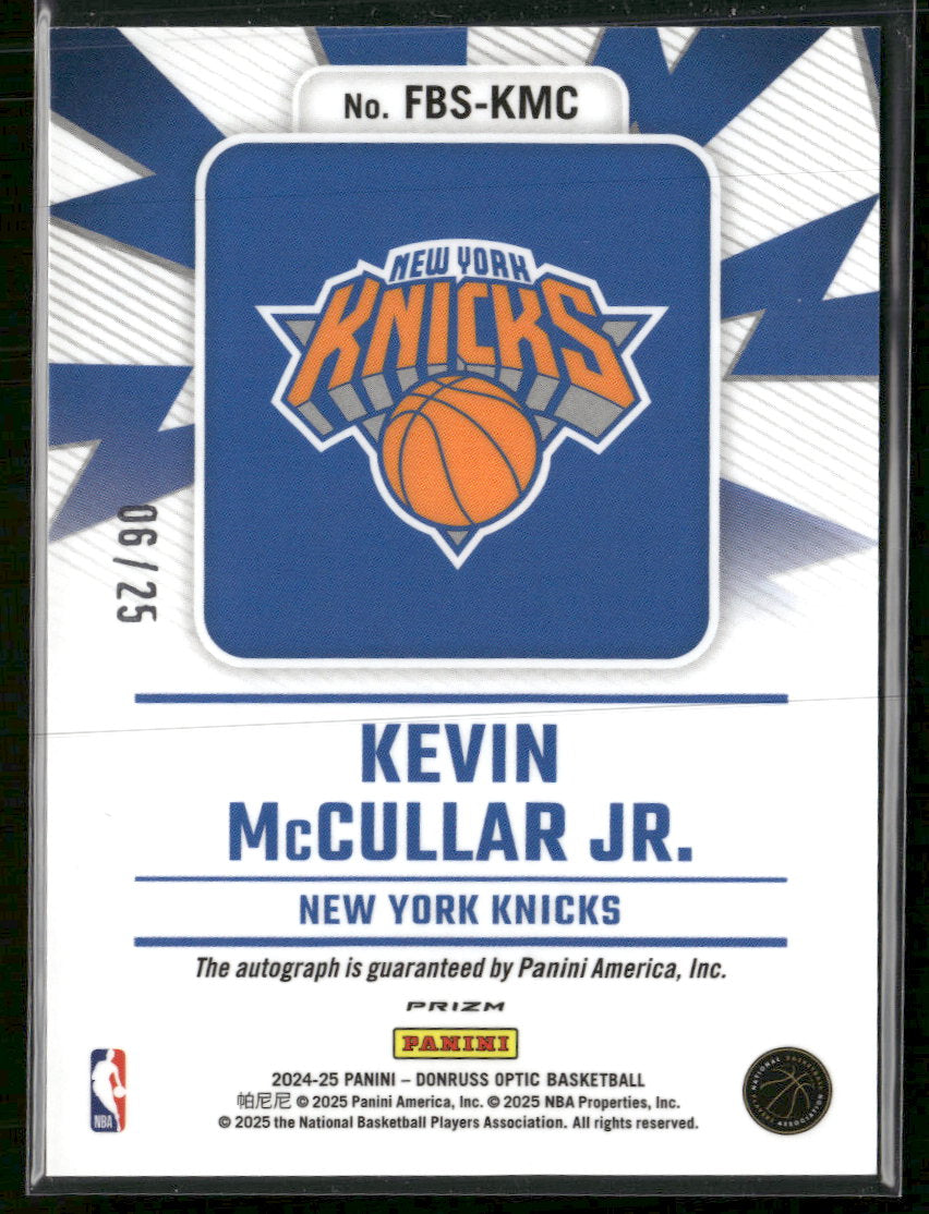 2024-25 Donruss Fast Break Auto Pink Prizm #/25 Kevin McCullar Jr. #FBS-KMC