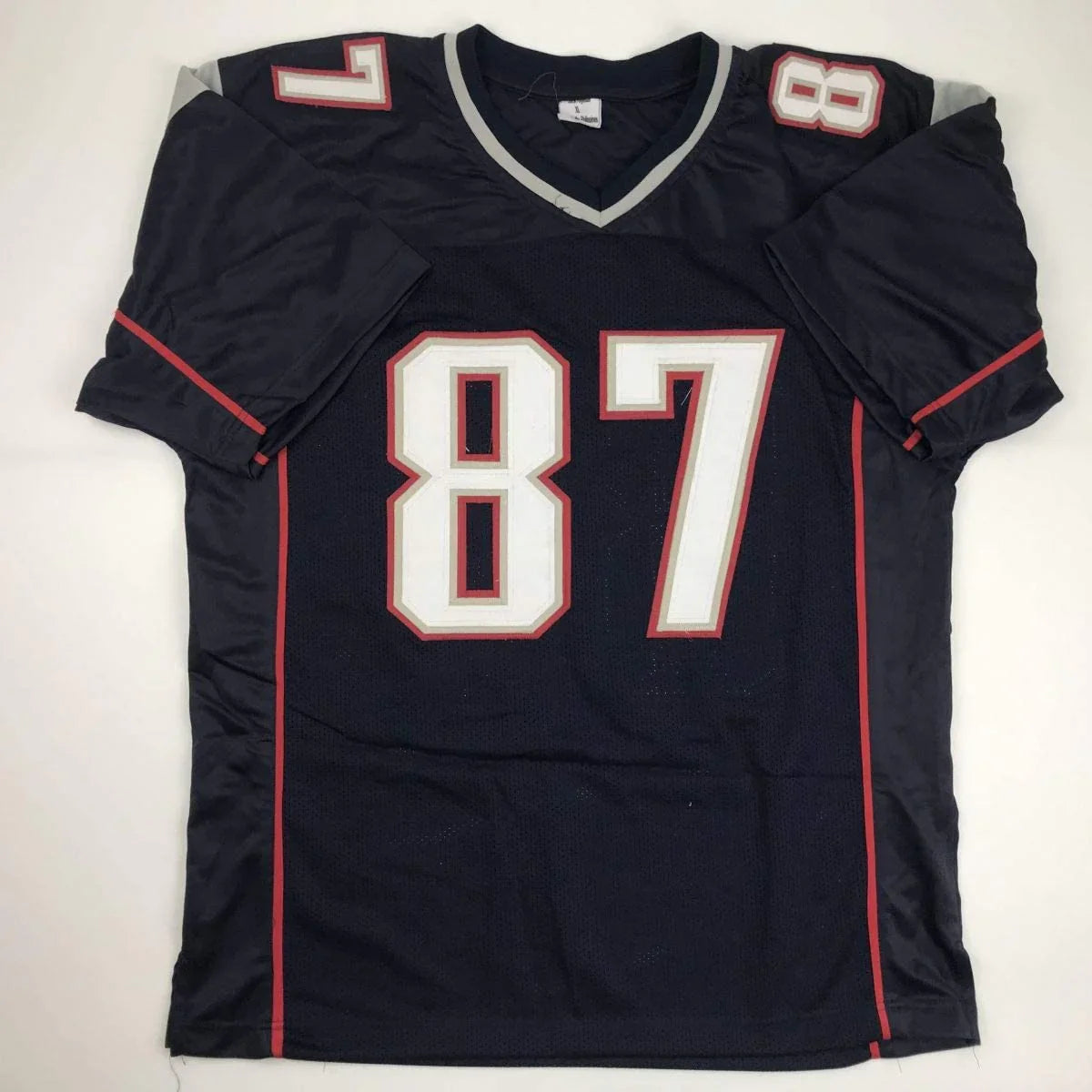 Autographed/Signed Rob Gronkowski New England Blue Football Jersey Beckett BAS COA