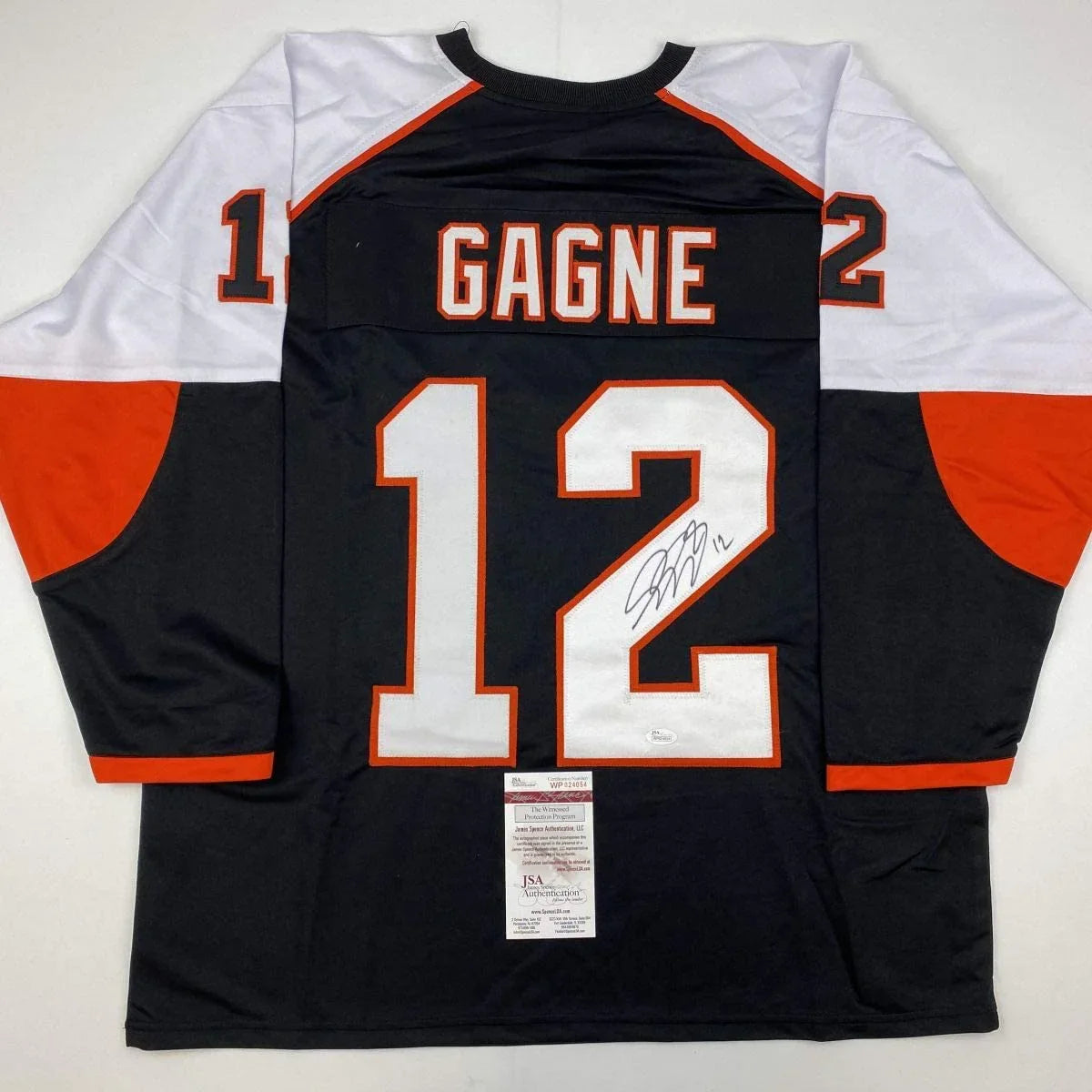 Autographed/Signed Simon Gagne Philadelphia Black Hockey Jersey JSA COA