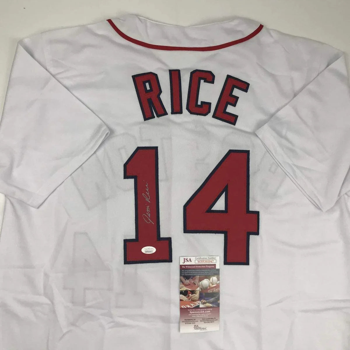 Autographed/Signed Jim Rice Boston White Baseball Jersey JSA COA