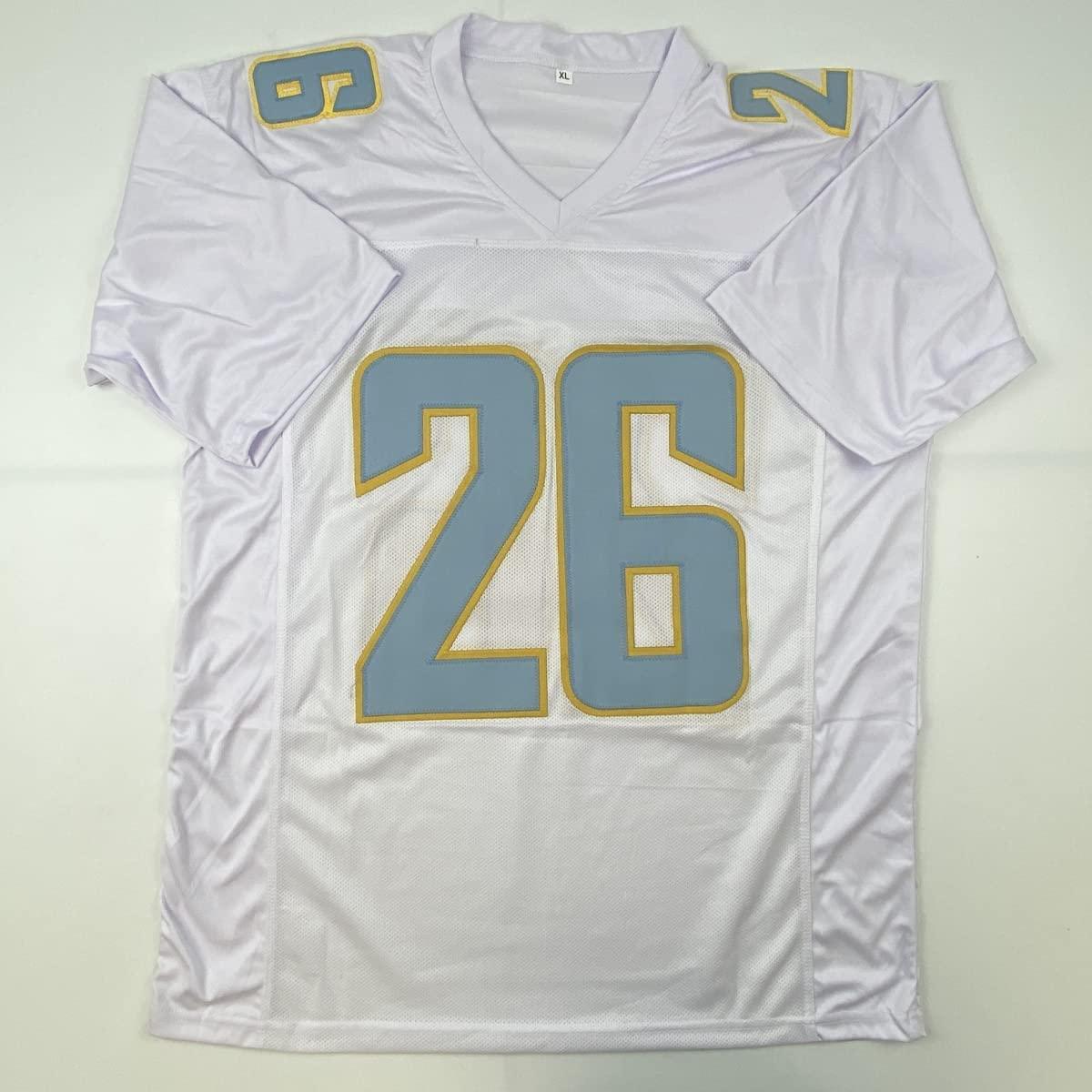 Autographed/Signed Asante Samuel Jr. Los Angeles LA White Football Jersey JSA COA