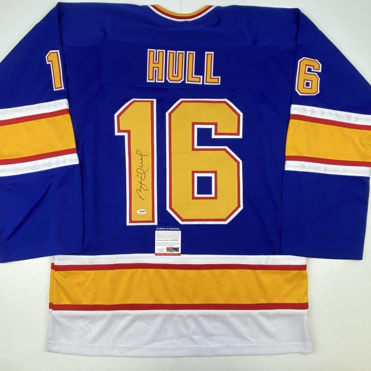 Autographed/Signed Brett Hull St. Louis Retro Blue Hockey Jersey PSA/DNA COA