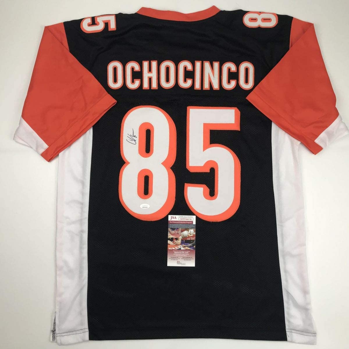 Autographed/Signed Chad Ochocinco (Johnson) Cincinnati Black Football Jersey JSA COA