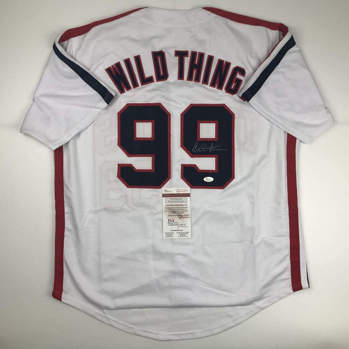 Autographed/Signed Charlie Sheen Wild Thing Ricky Vaughn Major League Movie Baseball Jersey JSA COA