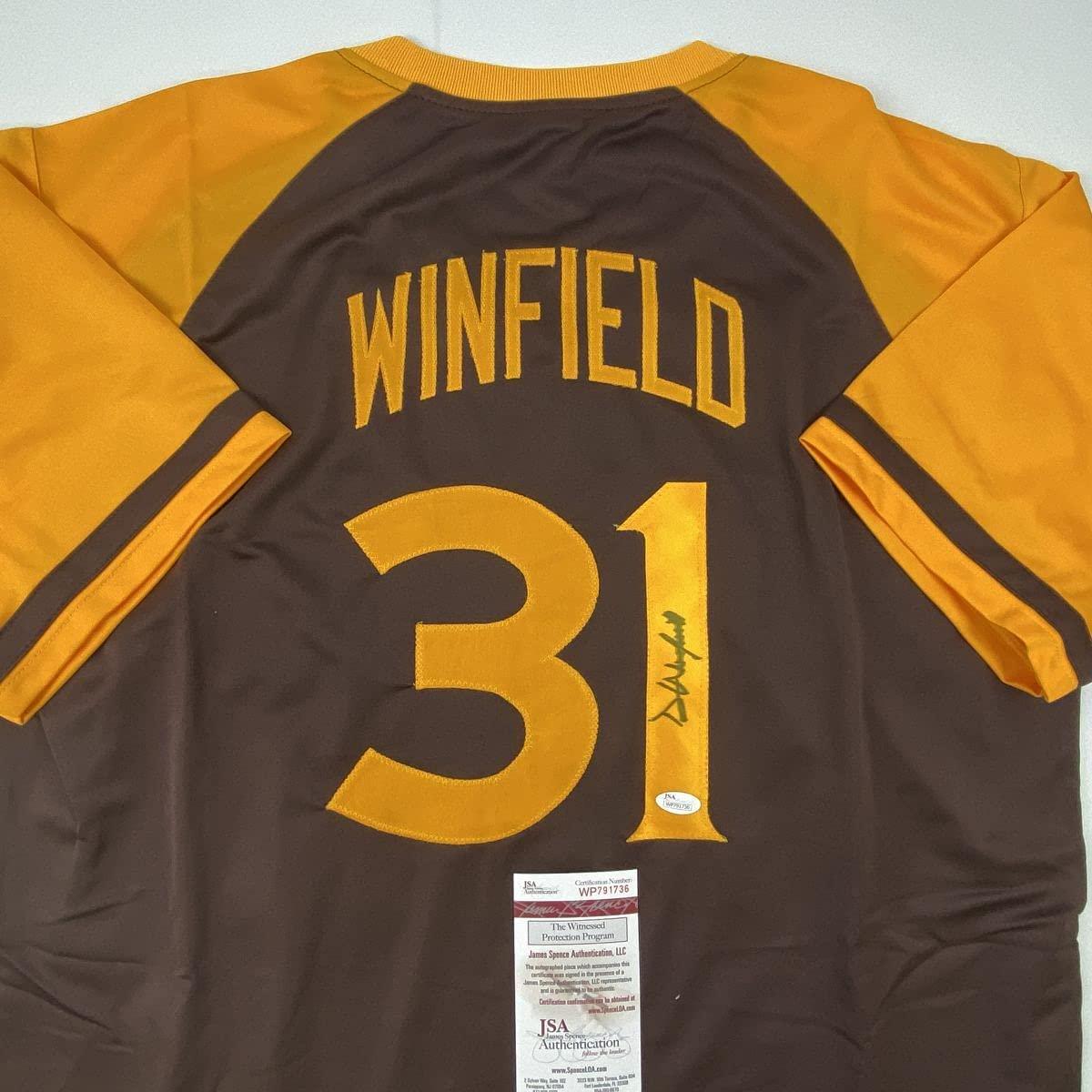 Autographed/Signed Dave Winfield San Diego Brown Retro Baseball Jersey JSA COA