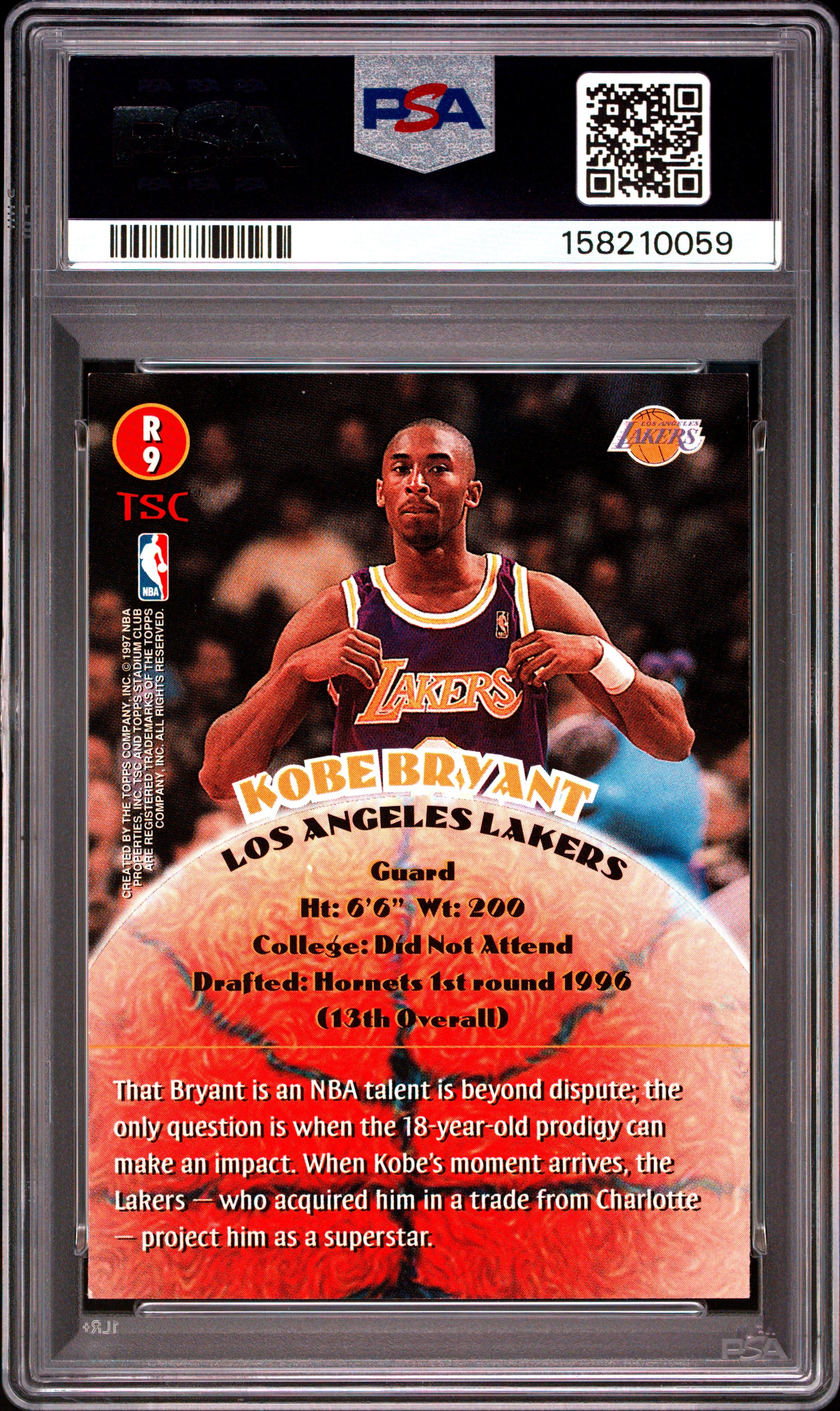 1996 Stadium Club Rookies 2 Rookies 2 Kobe Bryant 6 PSA #R9
