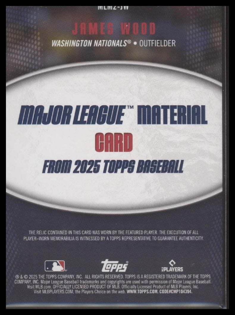 2025 Topps Major League Material Relics (Series Two) James Wood #MLM2-JW