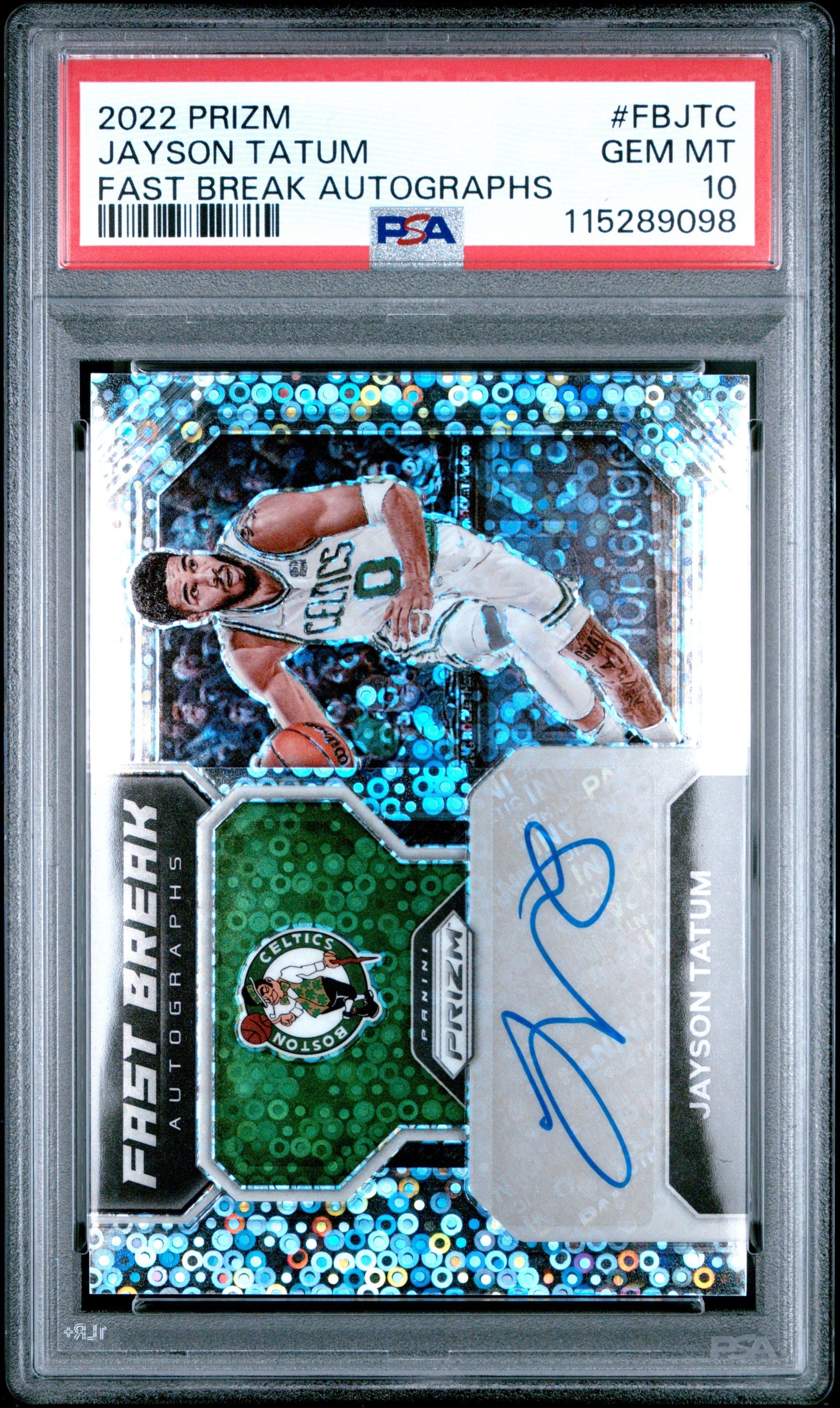 2022 Panini Prizm Fast Break Autographs Jayson Tatum 10 PSA #FBJTC