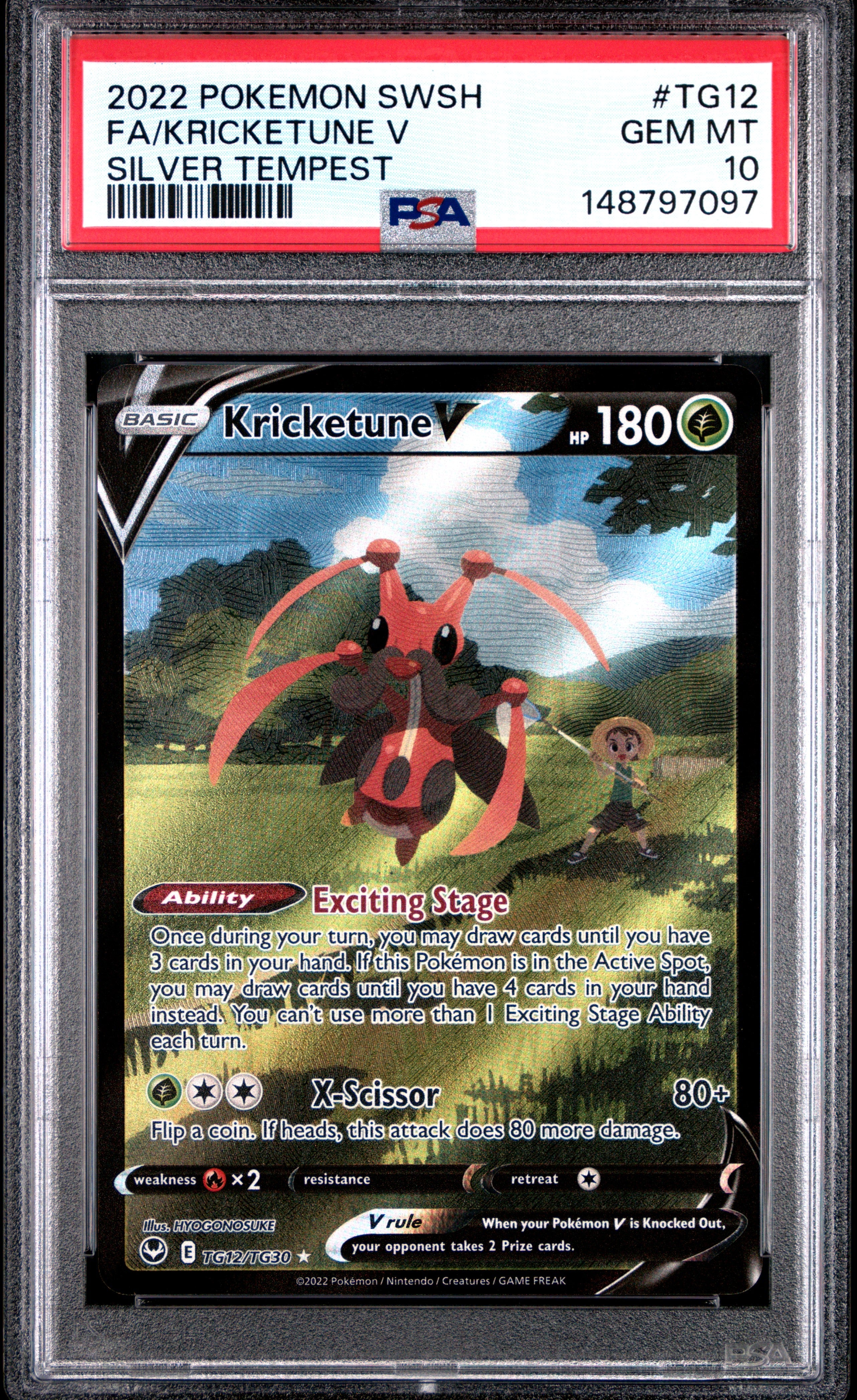 2022 Pokemon SWSH Tempest Silver Tempest Fa/Kricketune V 10 PSA #TG12
