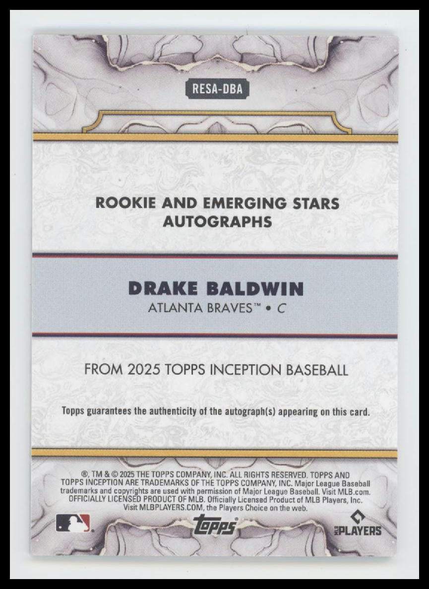 2025 Topps Inception Drake Baldwin Auto Green /125 #RESA-DBA