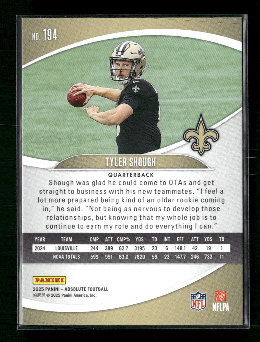 2025 Panini Absolute Gold Stars Tyler Shough Rookie #/325 #194