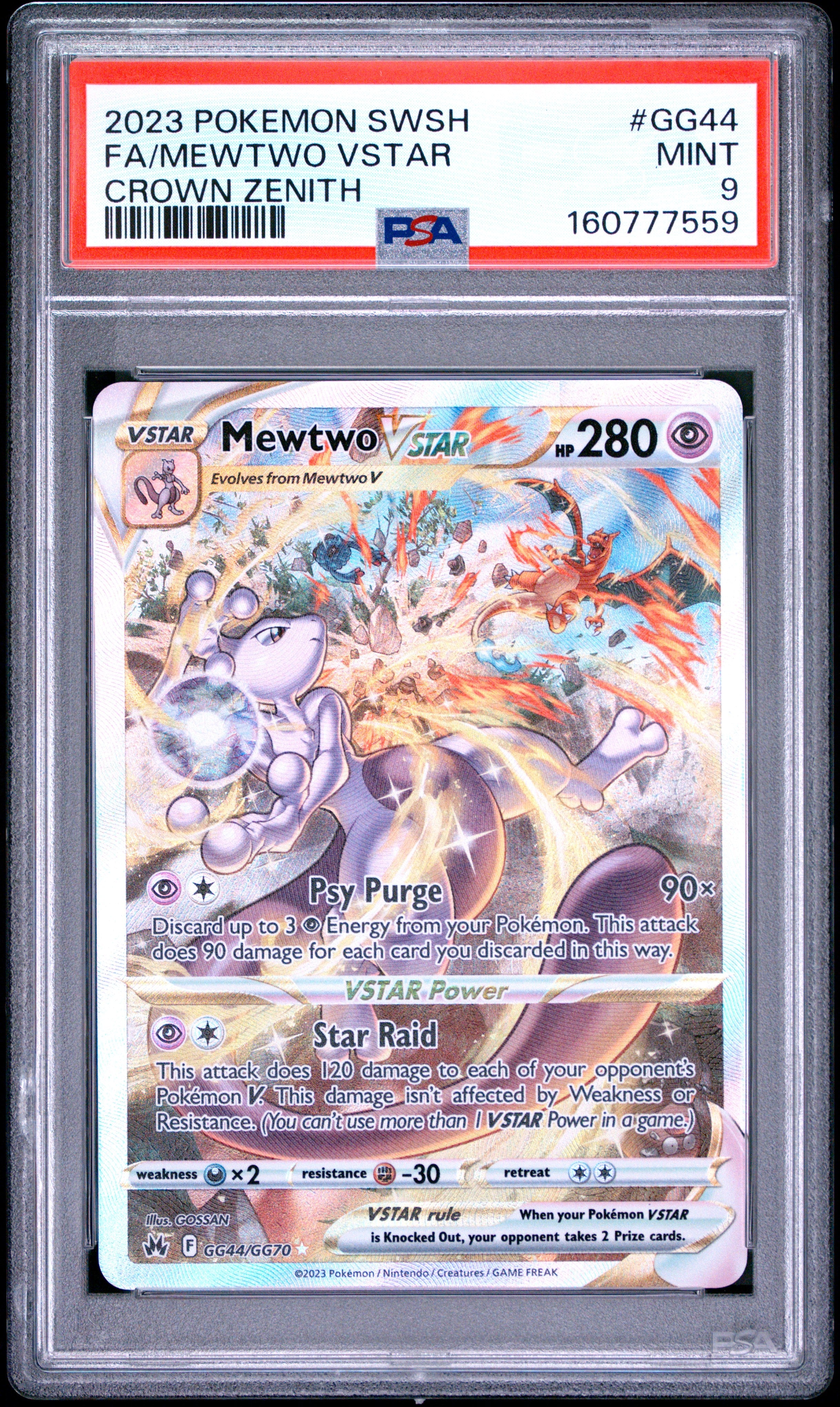 2023 Pokemon Sword And Shield Crown Zenith Fa/Mewtwo Vstar 9 PSA #GG44