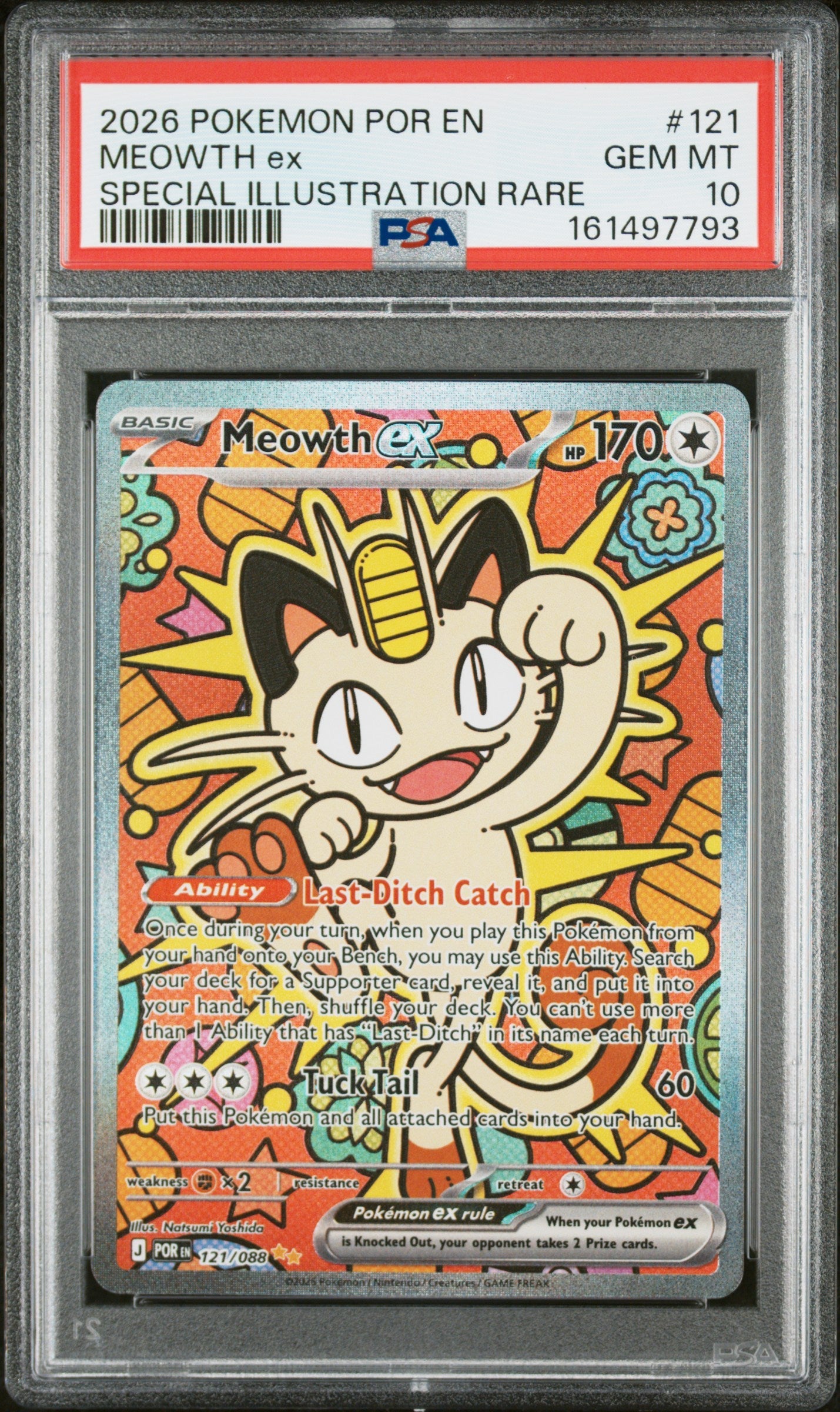 2026 Pokemon Perfect Order Special Illustration Rare Meowth Ex 10 PSA #121