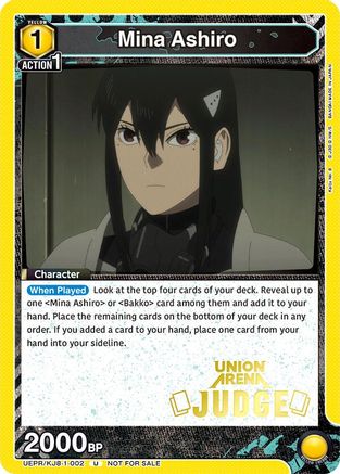 Mina Ashiro (002) (Judge Pack) (UEPR/KJ8-1-002) - Union Arena Promotion Cards Foil
