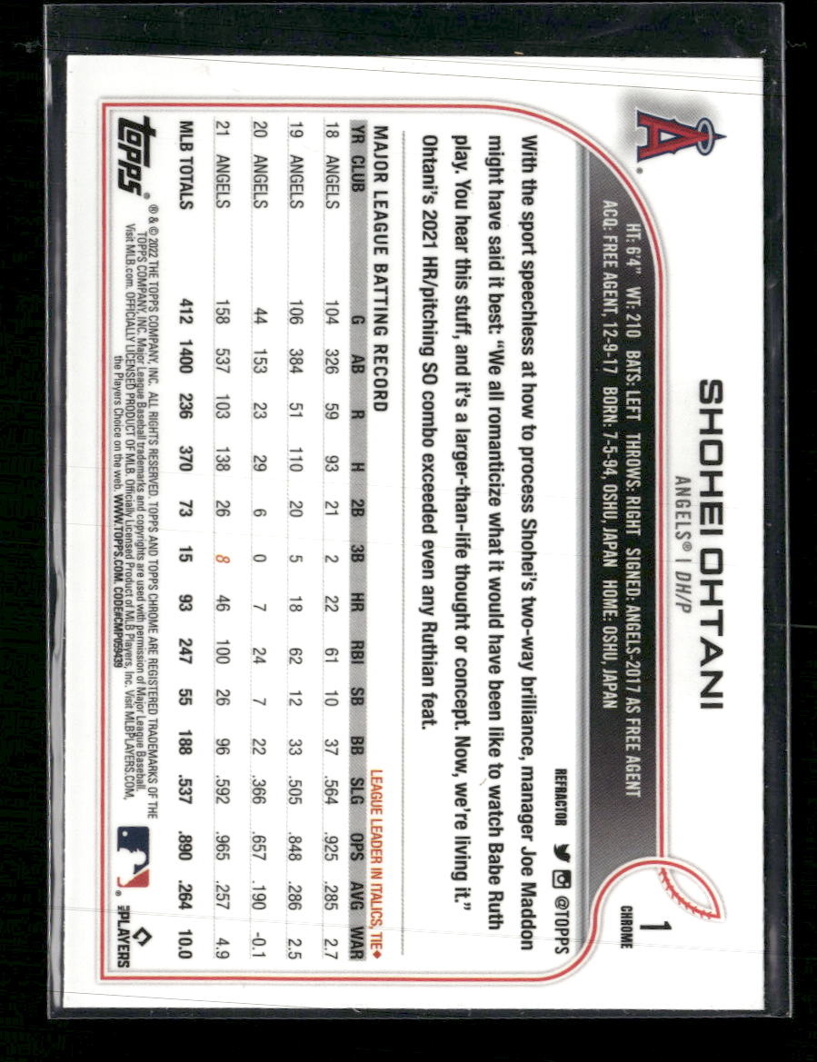 2022 Topps Refractor Shohei Ohtani #1