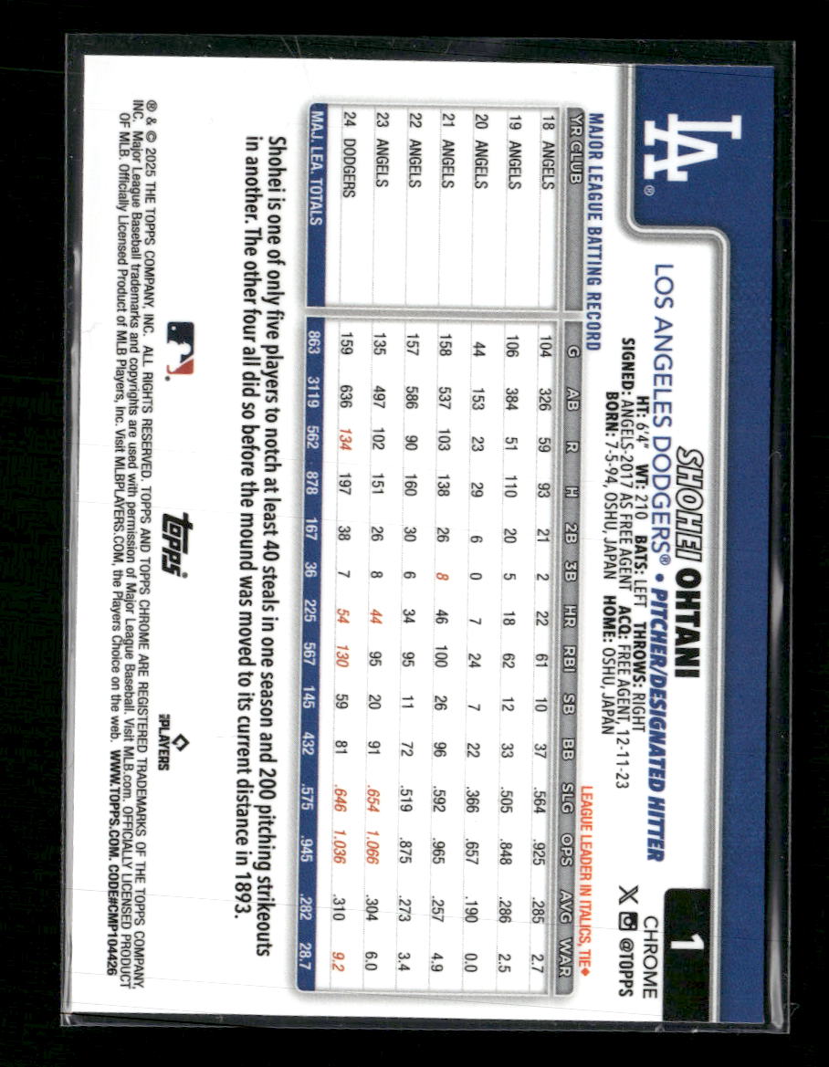 2025 Topps Chrome Shohei Ohtani #1