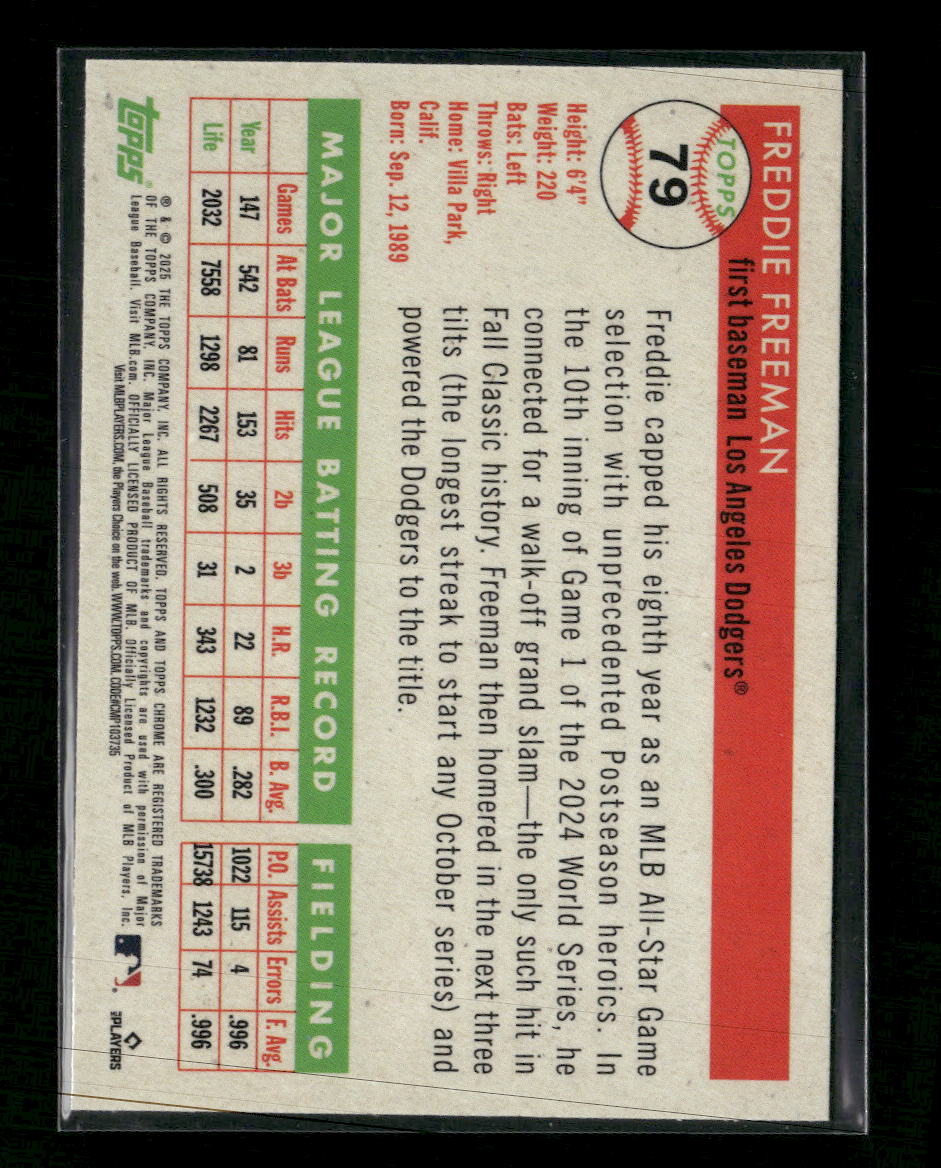 2025 Topps Chrome Platinum Speckle Refractors Freddie Freeman #/150 #79